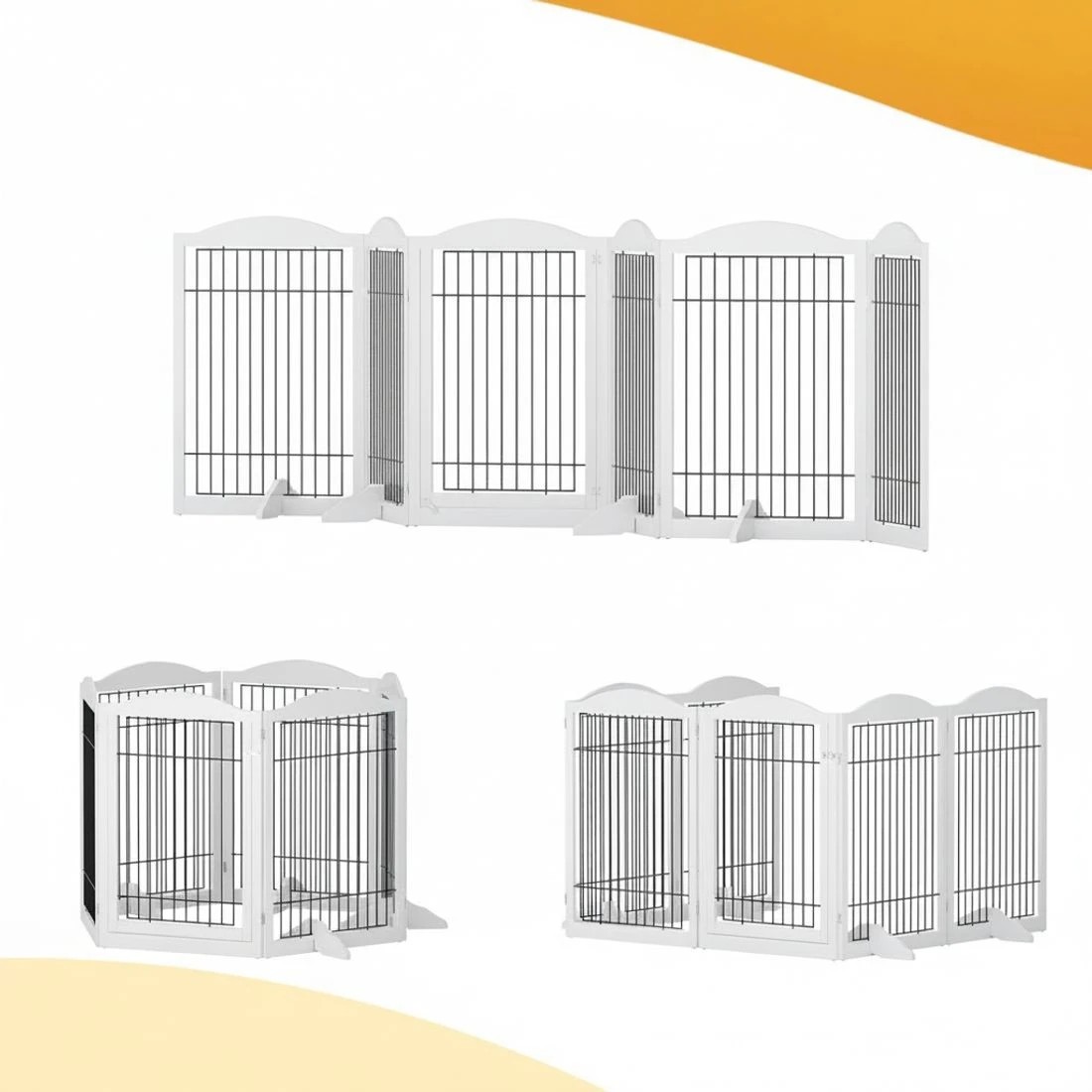 3 i.Pet Dog Gate Playpen Enclosure 6 Panel Pet Door Fence en Play Pen Stair - White, 3 of 5
