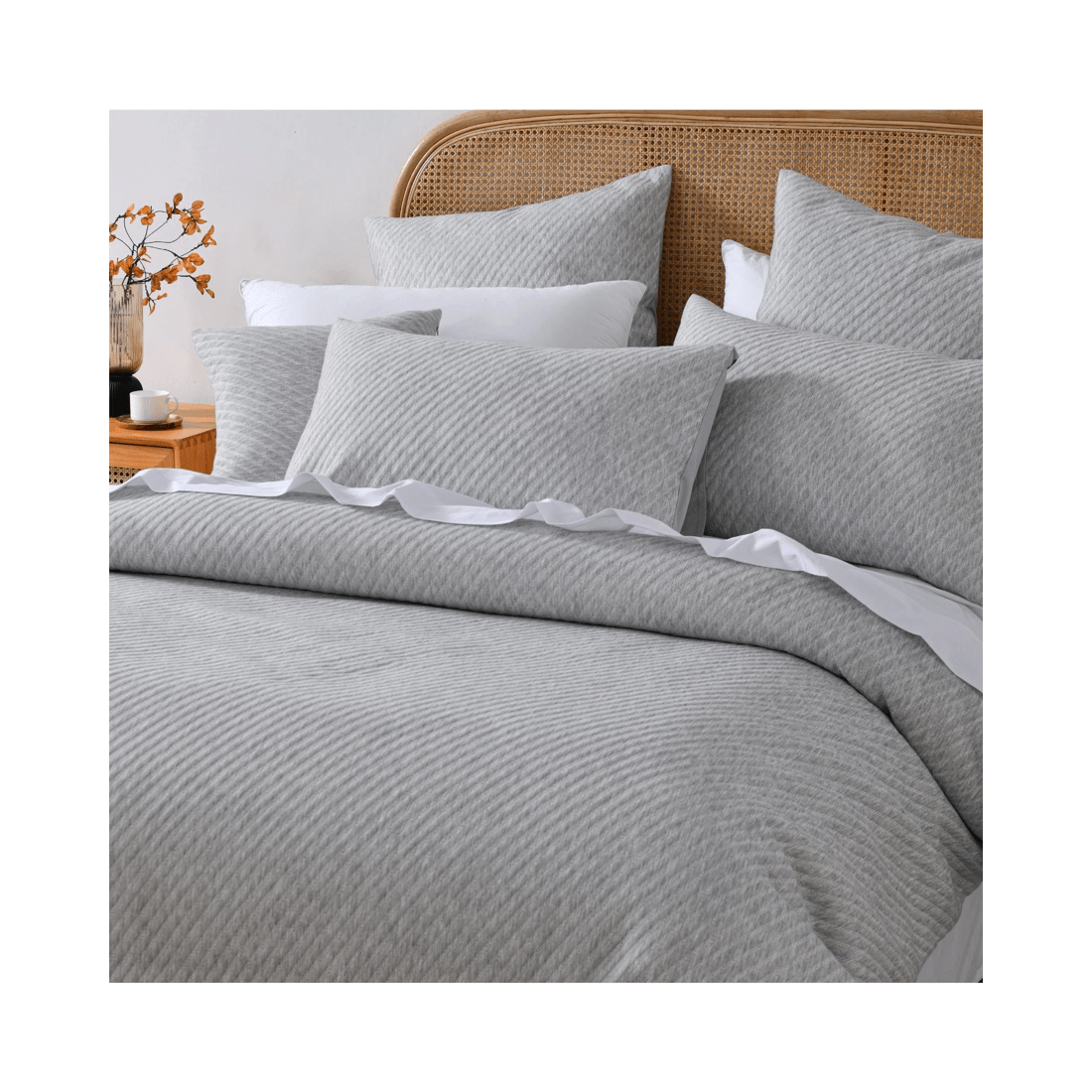 2 Bianca Bedding Pesaro Quilt Cover Set, Grey Marle - Polyester Jersey and Cotton Sateen
 - Queen Bed
 - grey, 2 of 4