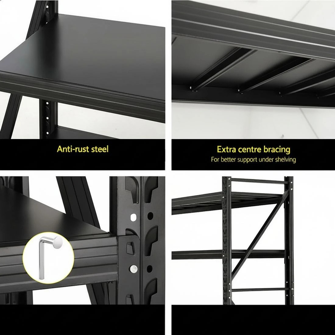 6 Giantz 2.4Mx2M Warehouse Shelving Garage Rack - Black, 6 of 6
