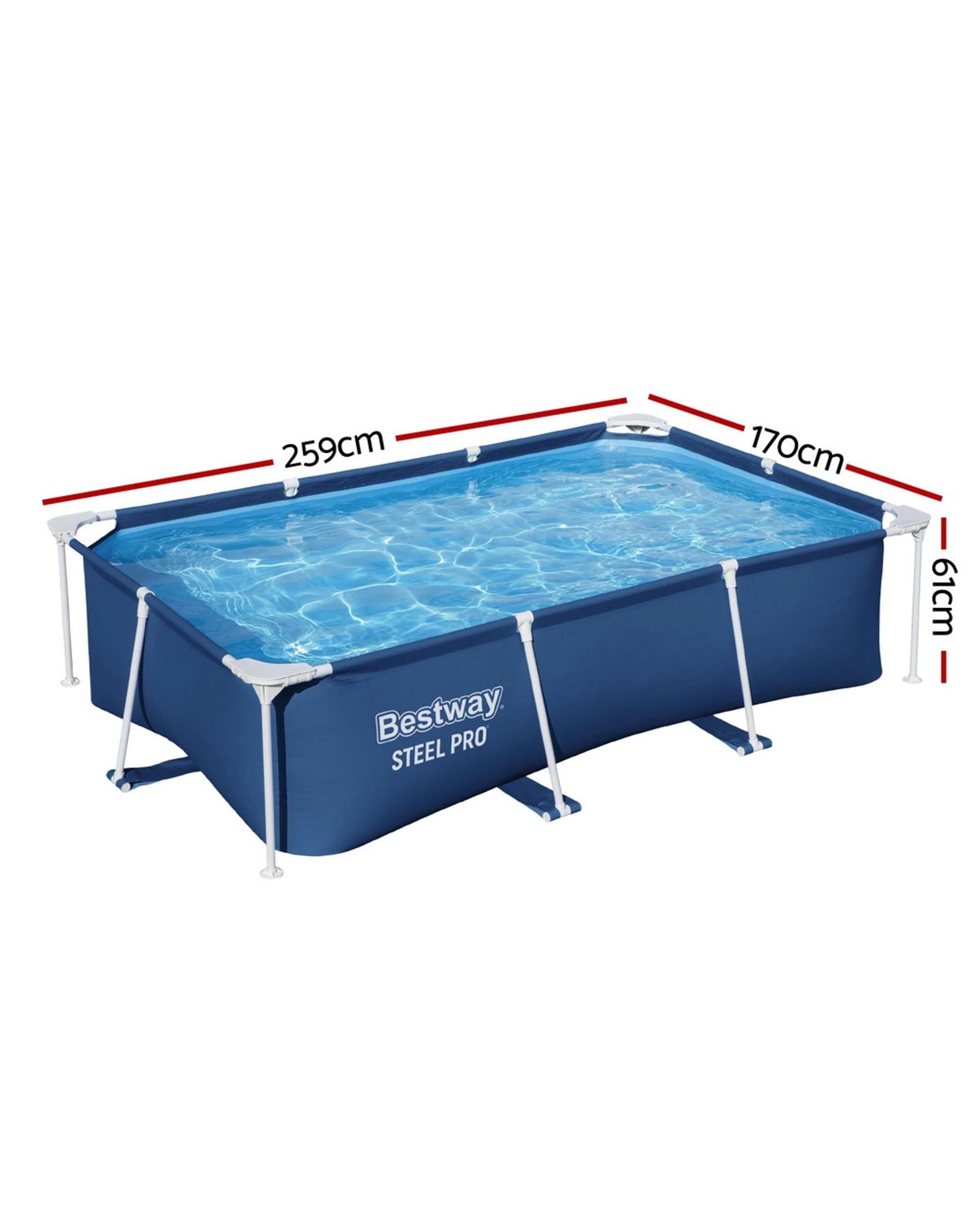 2 Bestway Swimming Pool 259x170x61cm Steel Frame Above Ground Family Pool 2300l Easy Setup Durable Splash Fun
 - Multi, 2 of 3