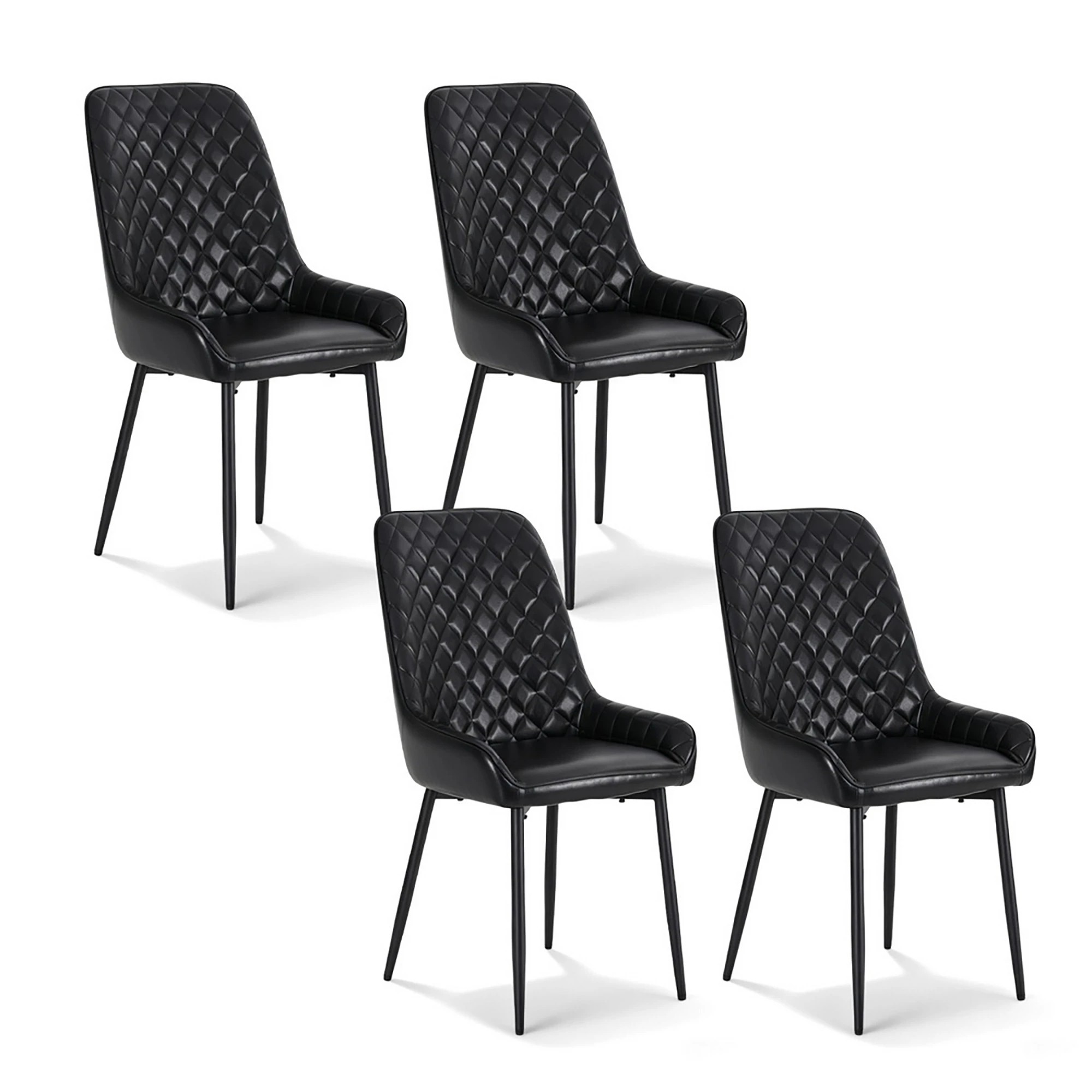 1 Artiss 4x Dining Chairs Retro PU Leather Kitchen Lounge Cafe Accent Chair - Black, 1 of 6