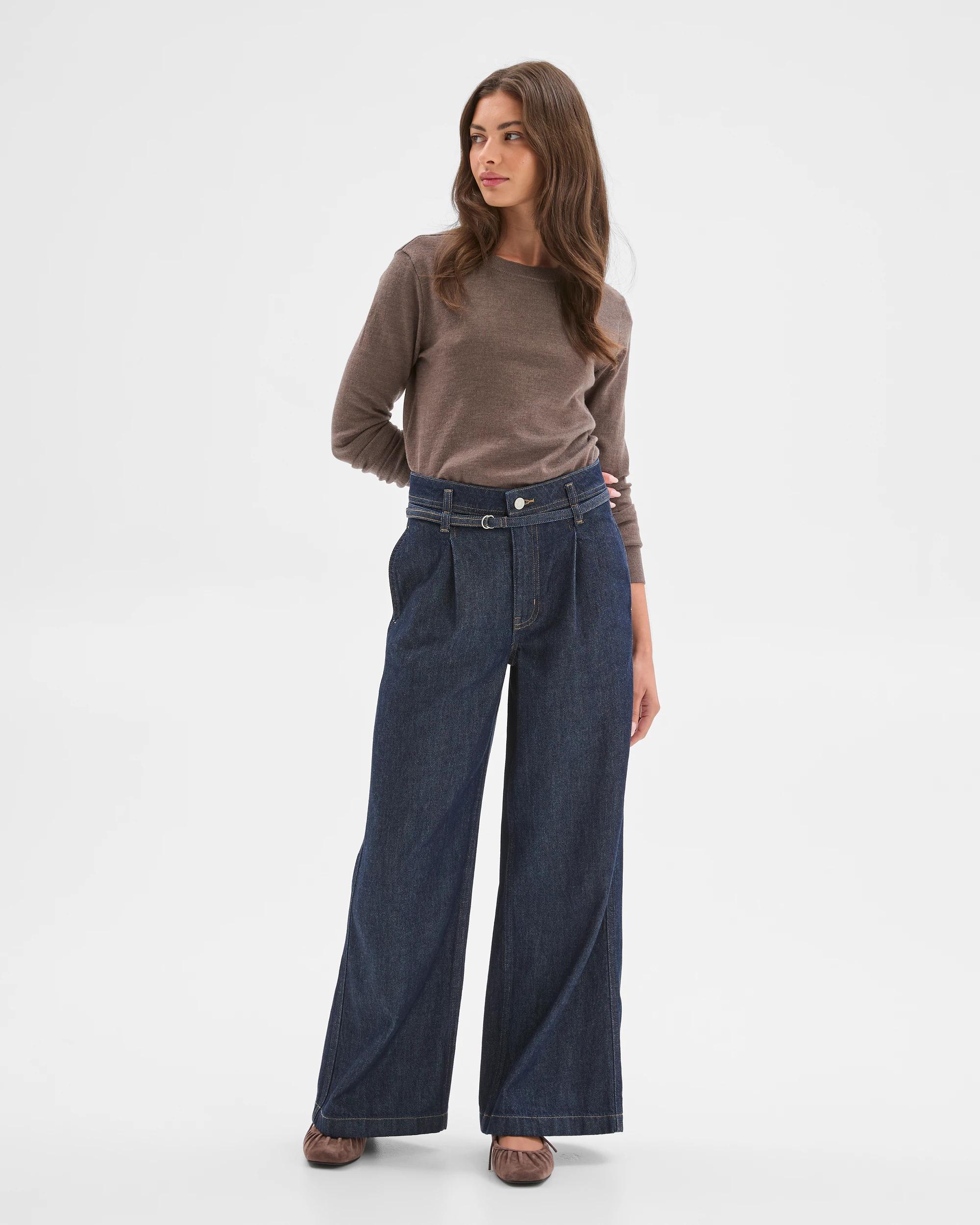 3 Target Petites Petites Belted Slouch Denim Jeans RINSE SHEEN, 3 of 7