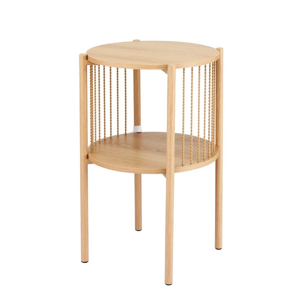 1 Artiss Coffee Table 2-Tier Round Wood - Natural, 1 of 6