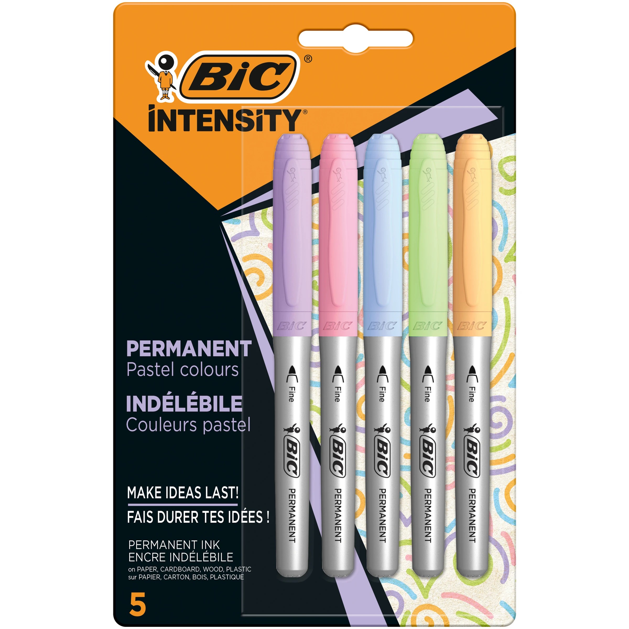 1 5 Pack BIC Intensity Permanent Markers - Pastel, 1 of 4