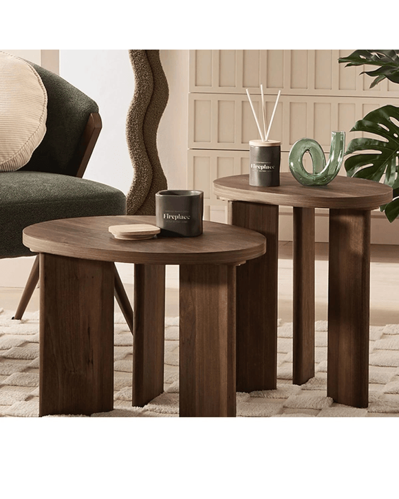Set of 2 Walnut Side Tables