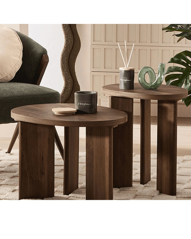 Set of 2 Walnut Side Ta