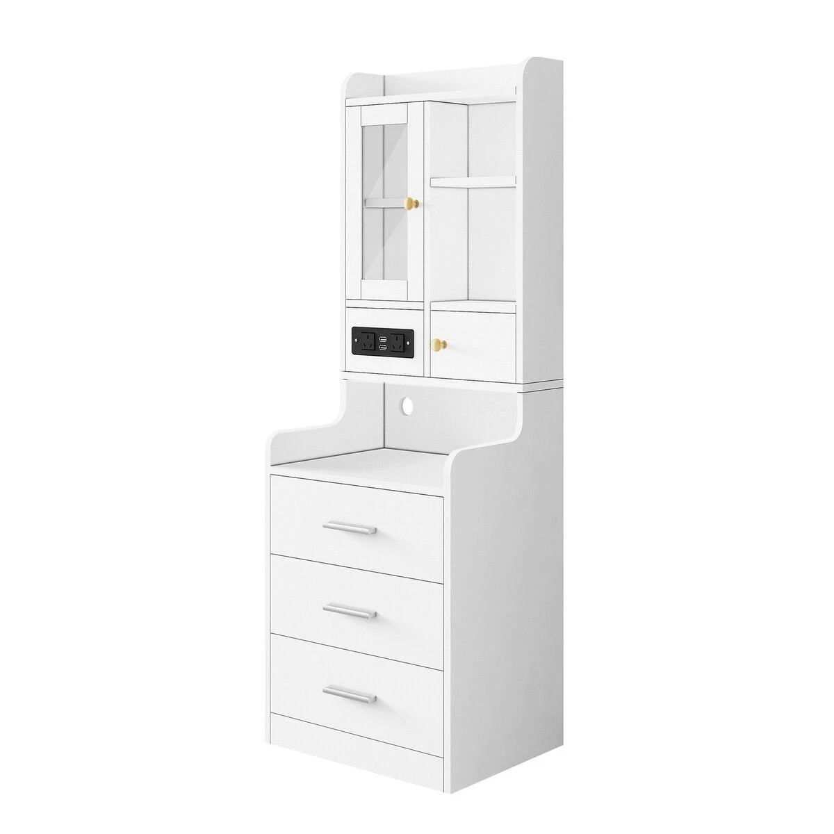 1 LUXSUITE Bedside Table Bookshelf LED Nightstand Lamp Cabinet, 1 of 7