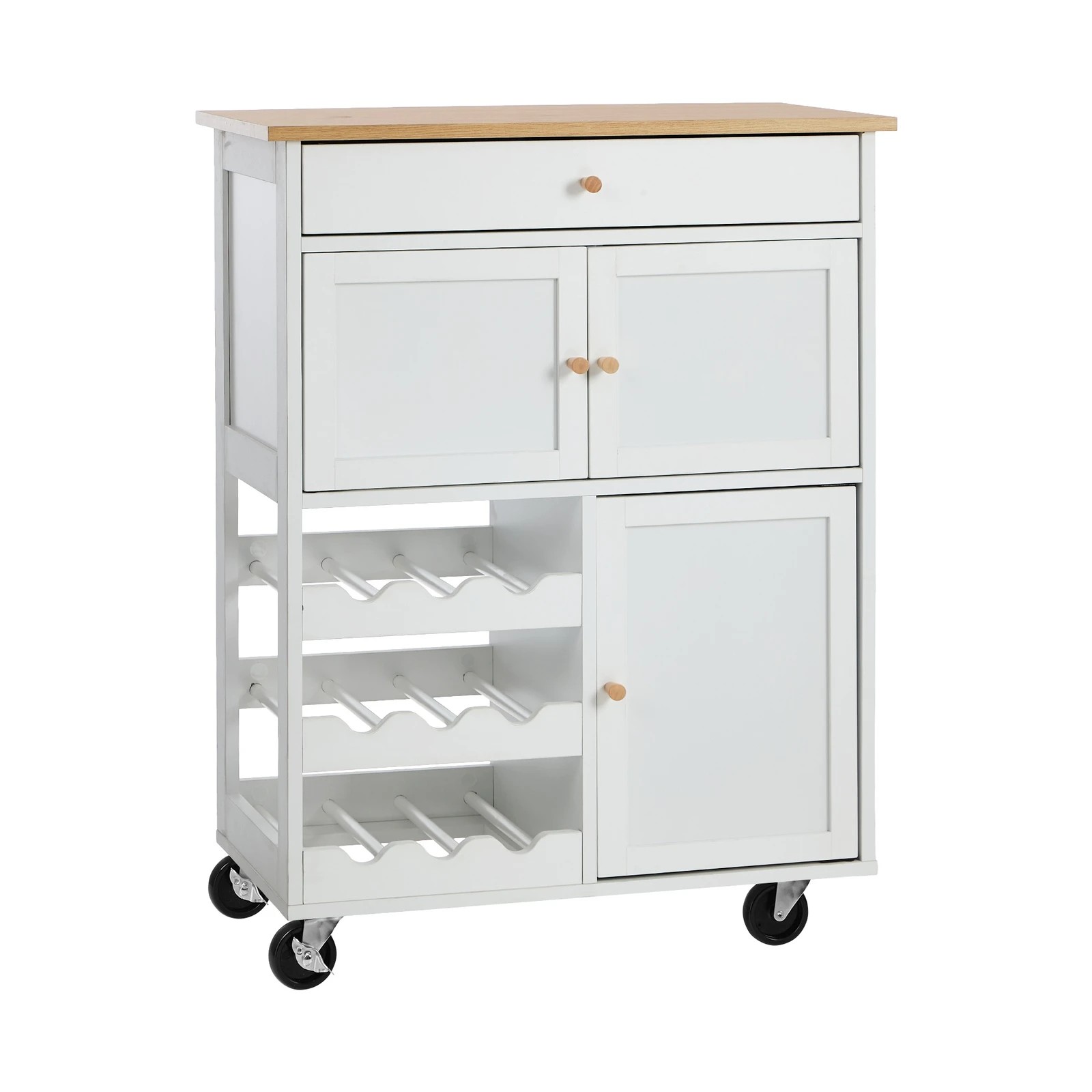 7 Oikiture Kitchen Island Trolley With Wine Rack - White, 7 of 10
