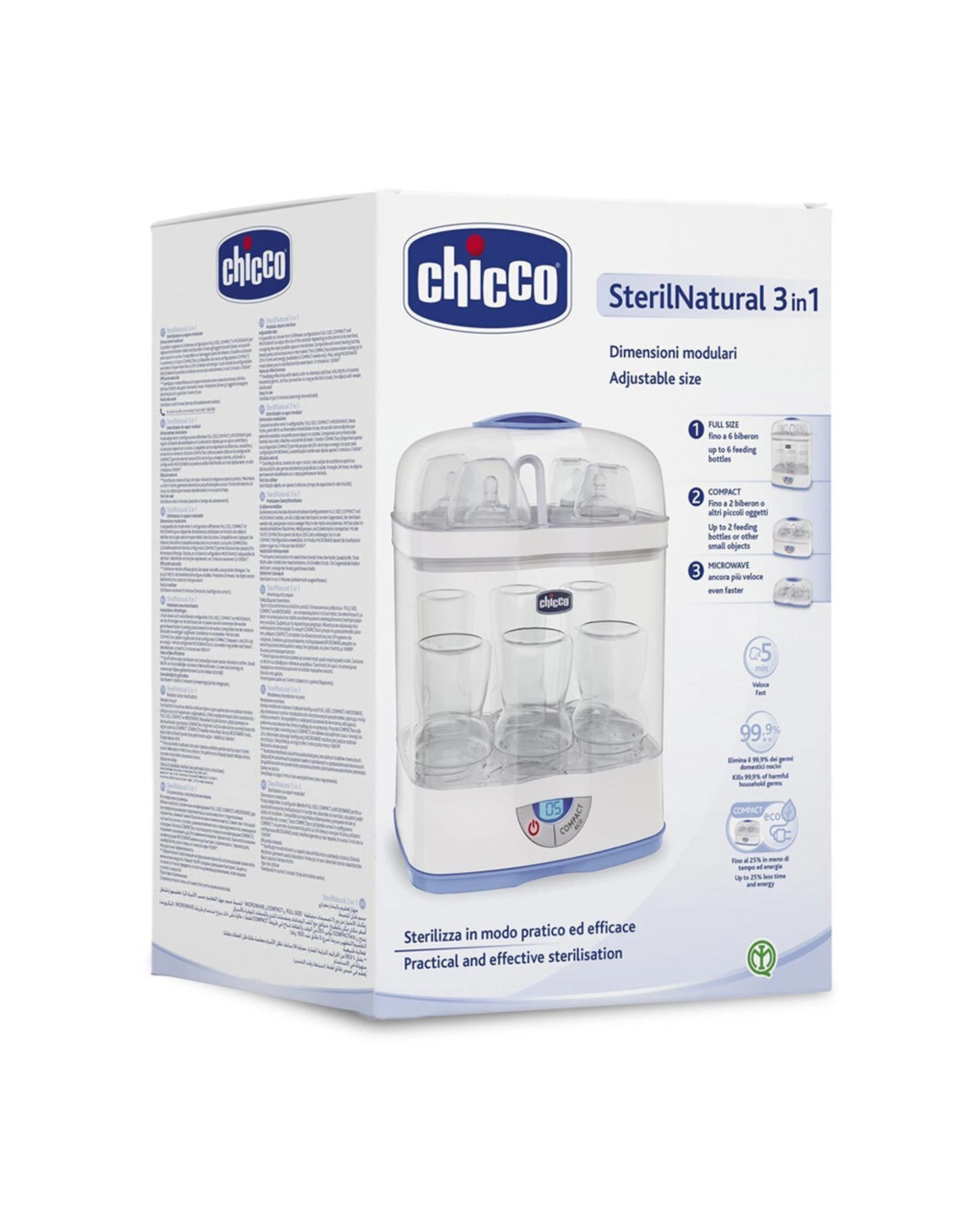 6 Chicco SterilNatural 3in1 Steriliser Nursing Baby Versatile Safe Sanitize - Multi, 6 of 6