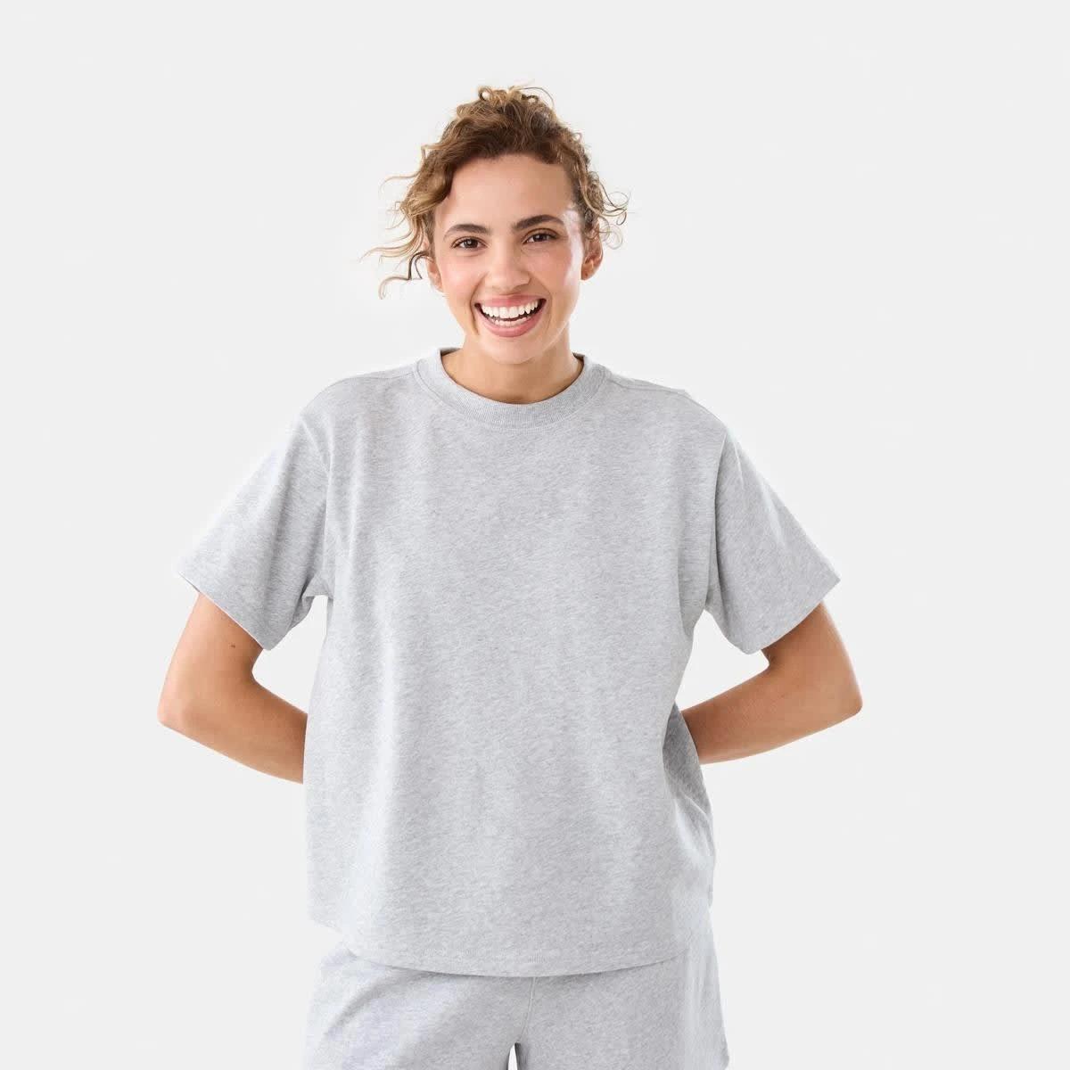 1 Active Womens Terry T-shirt SOFT GREY MARLE, 1 of 7