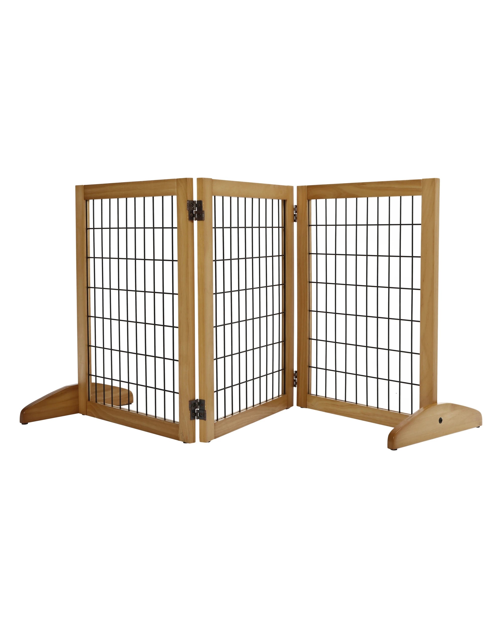 2 Charlie's Nature Freestanding Wood/Metal Pet Gate Natural Pinewood 3 Panel - Natural and Black, 2 of 5