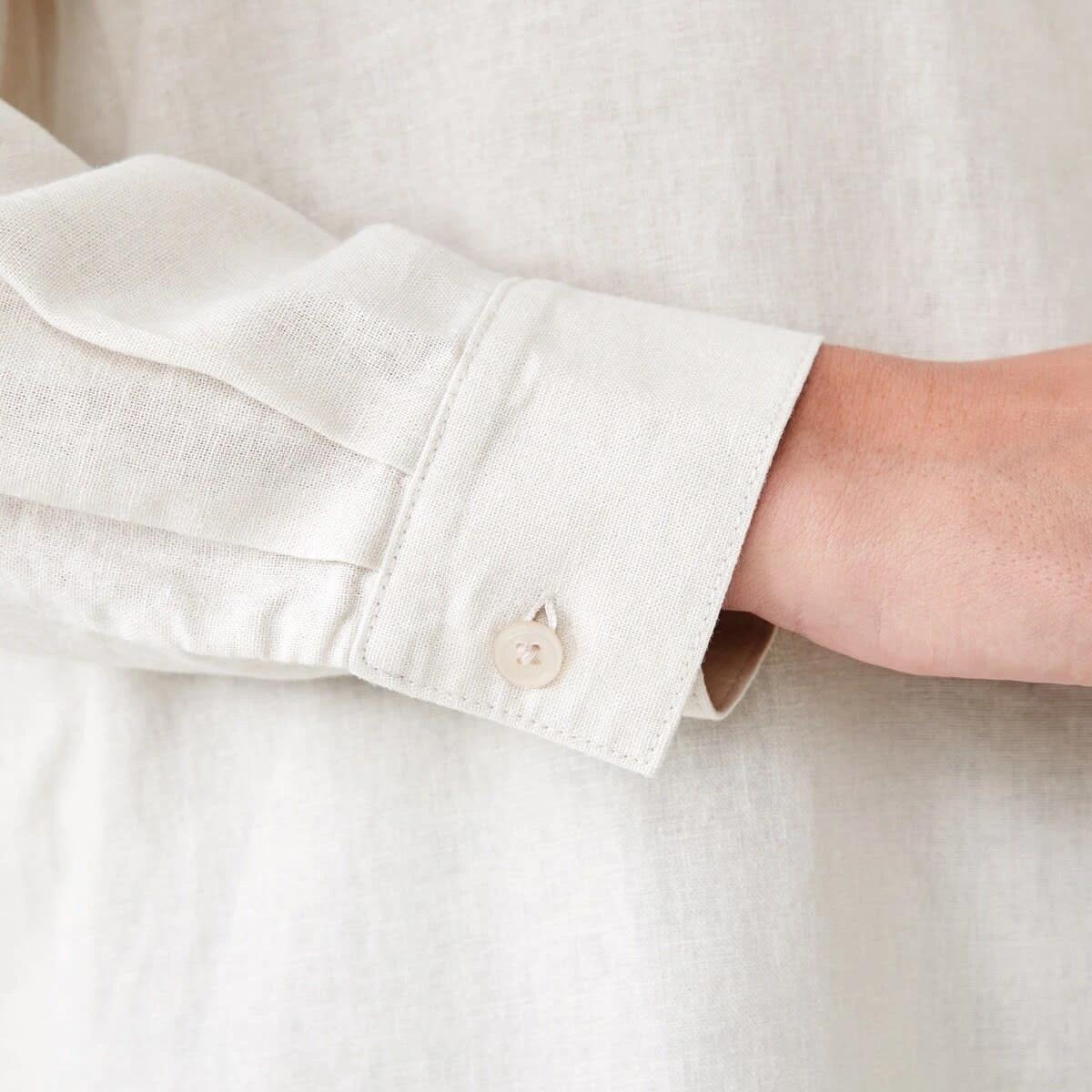 6 Long Sleeve Linen Blend Shirt NATURAL BEIGE, 6 of 6