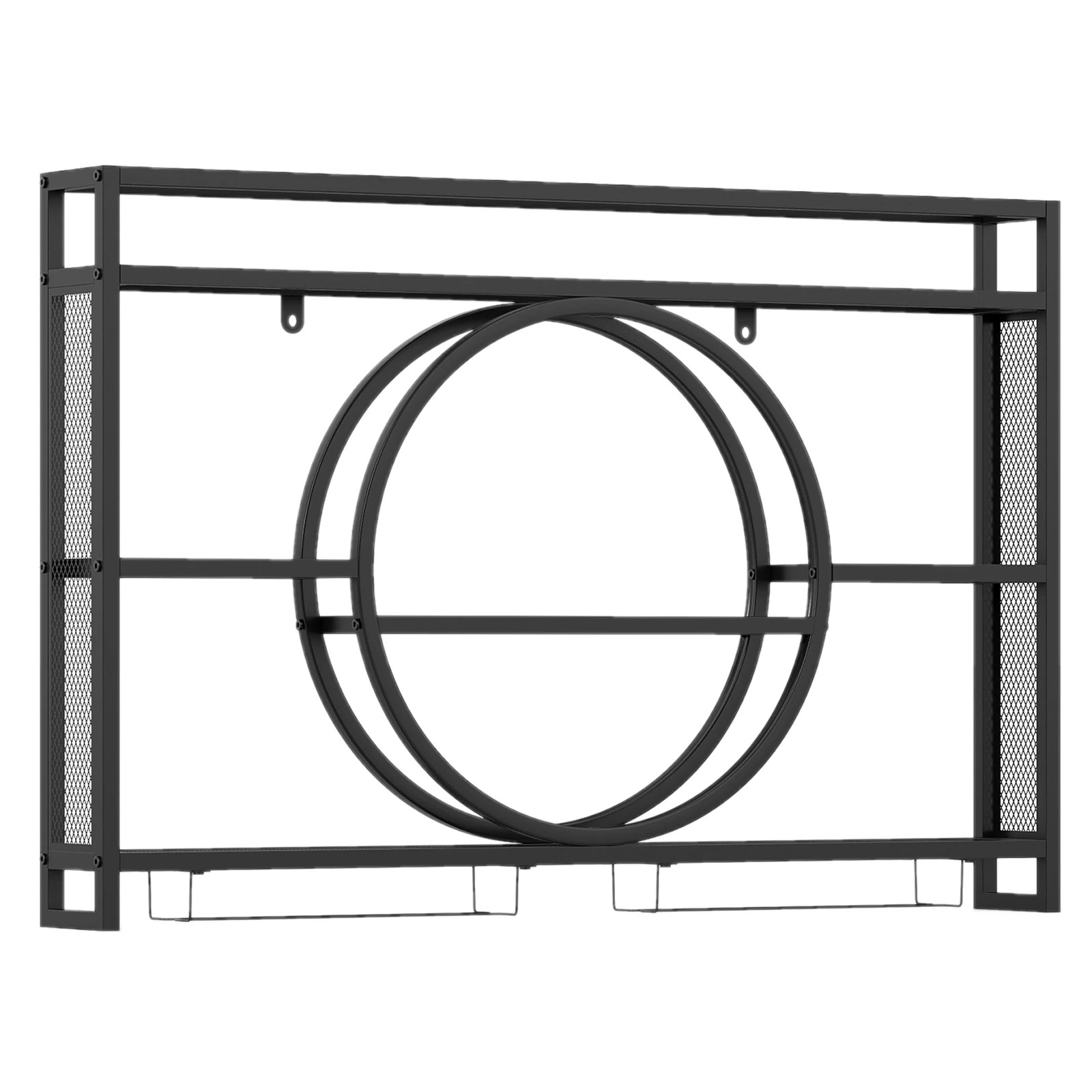 1 Costway Wall Mount Wine Rack Glass Bottle Holder Bar Shelf 80kg - Black, 1 of 1