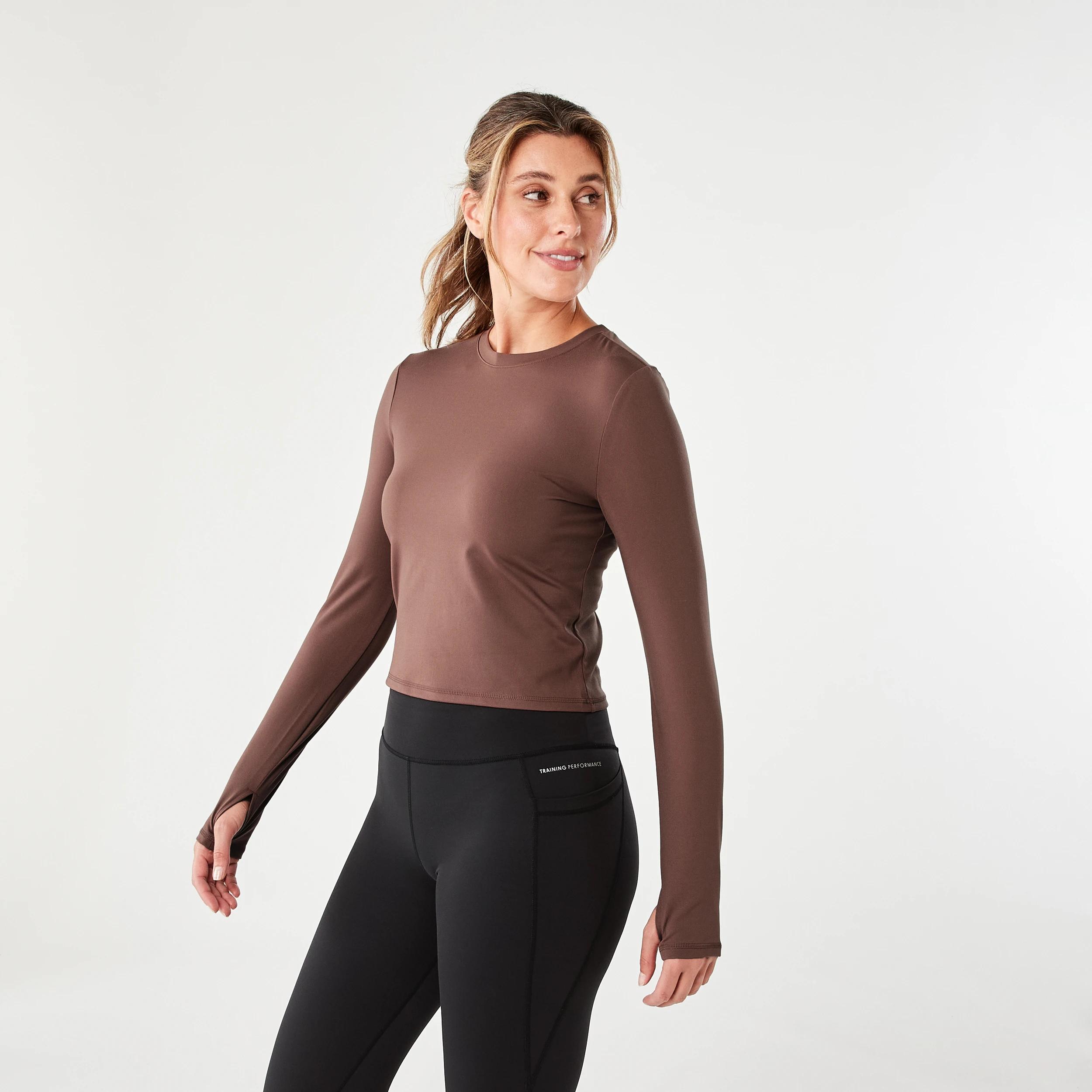2 Active Womens Long Sleeve Ultrasoft Top BURNT NUTMEG, 2 of 6