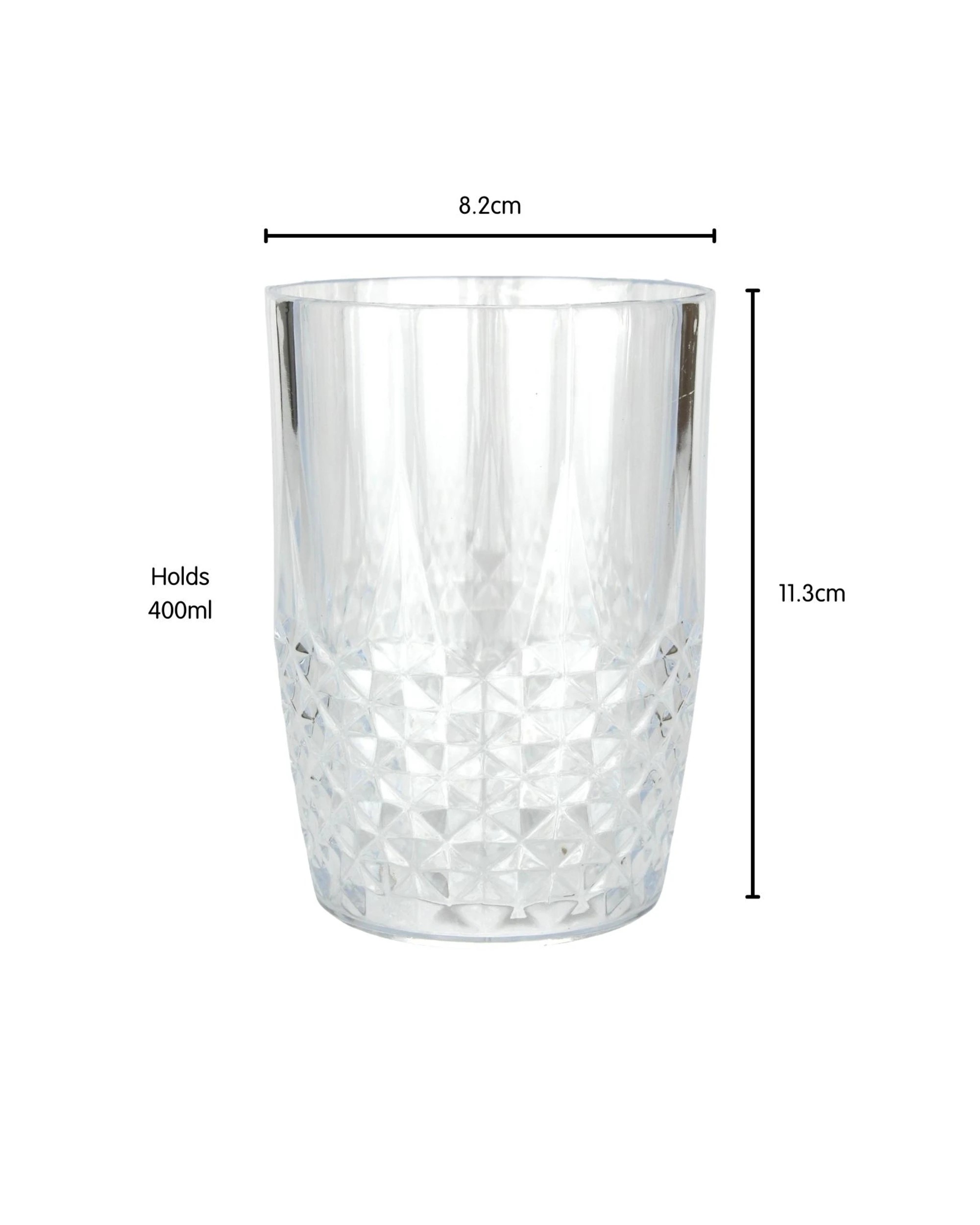 2 Lemon Lime Crystal Style Deco Clear Plastic Tumbler Glass 400ml, 2 of 2