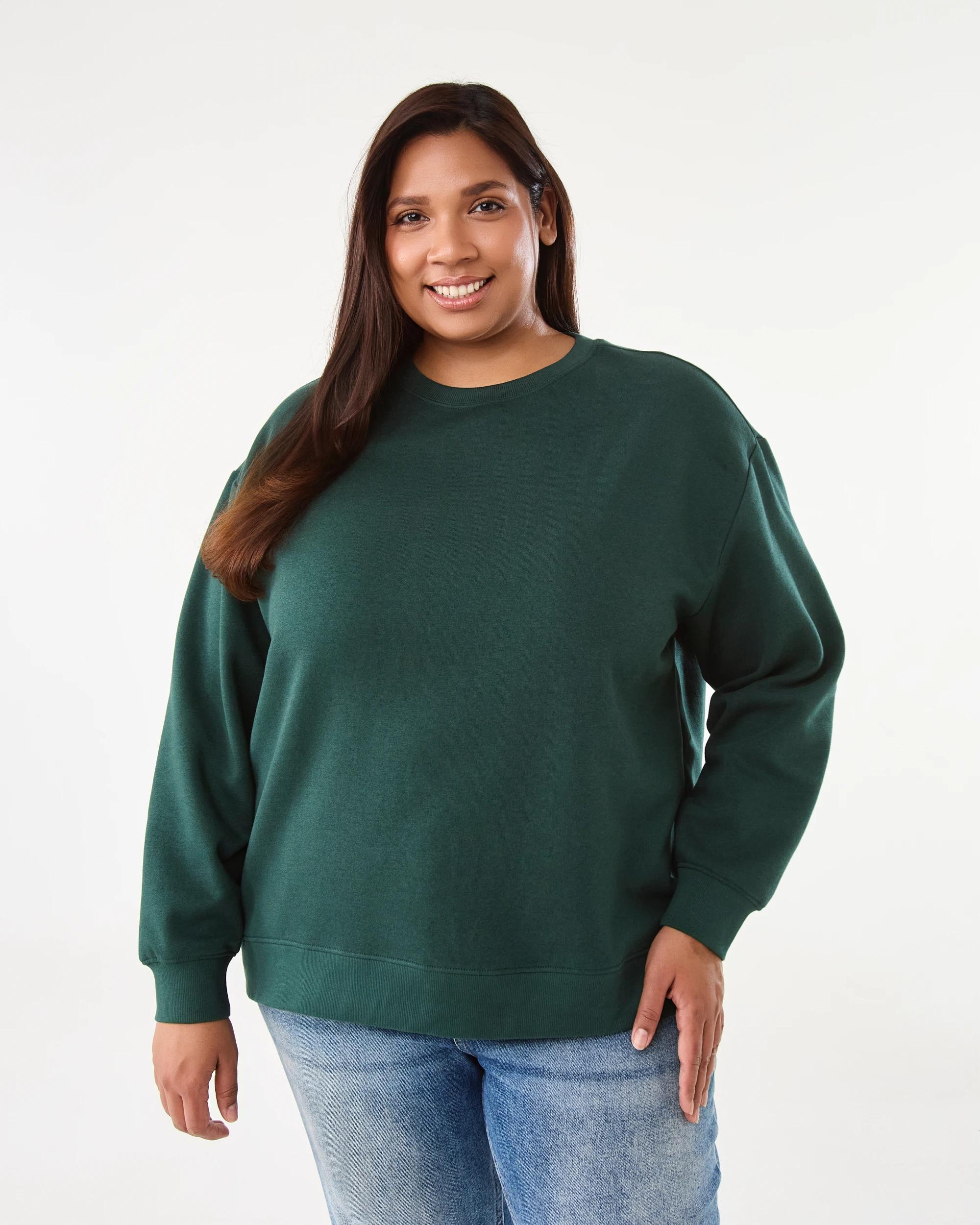 1 Curve Long Sleeve Boxy Sweatshirt Grn Leaf, 1 of 7