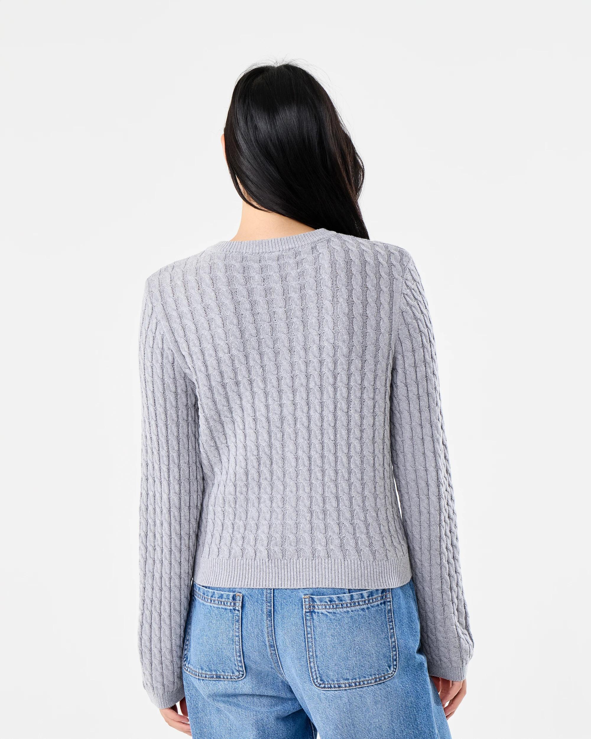 3 Long Sleeve Lightweight Cable Cardigan Grey Marle, 3 of 7