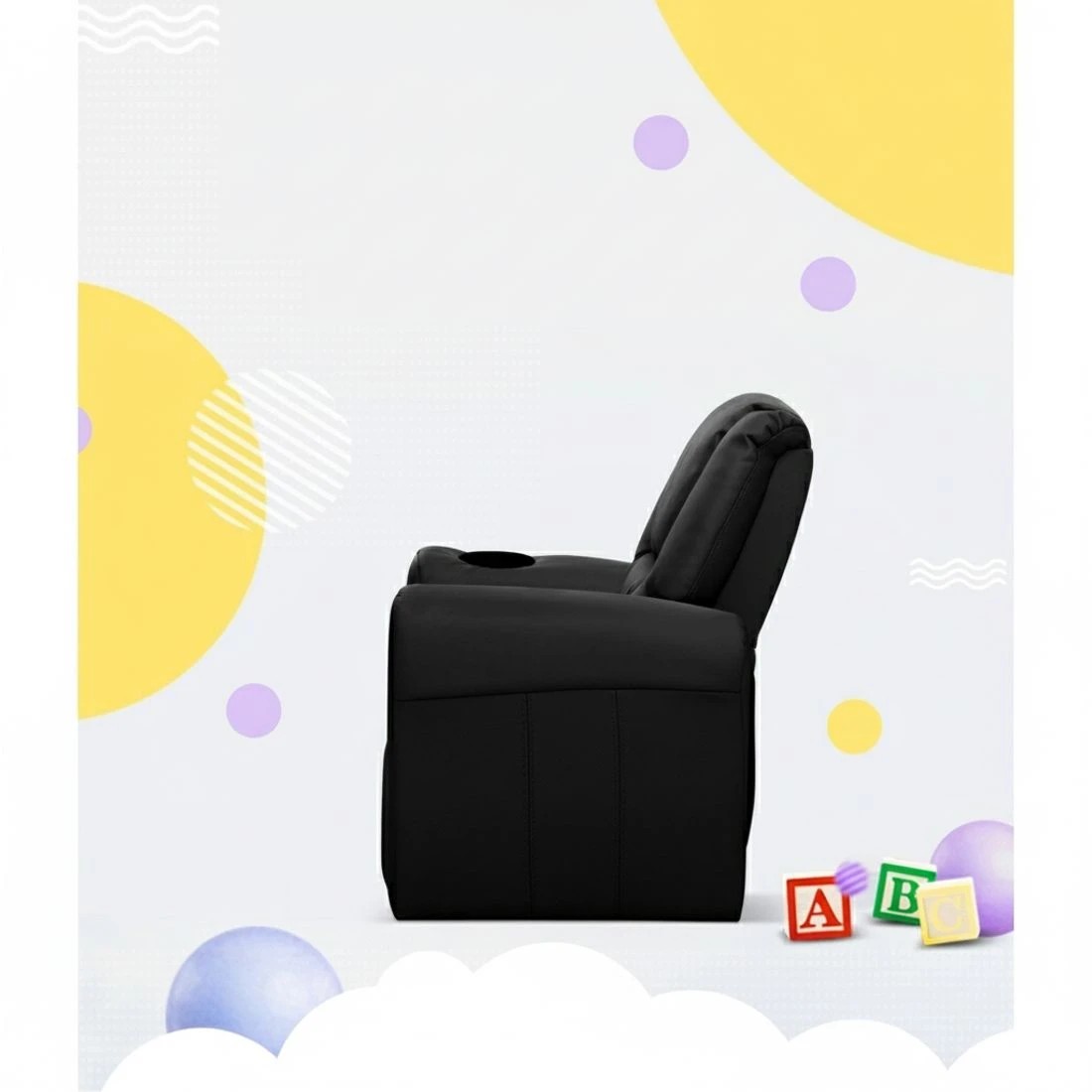 4 Keezi Kids Recliner Chair PU Leather Sofa Lounge Couch Children Armchair - Black, 4 of 7