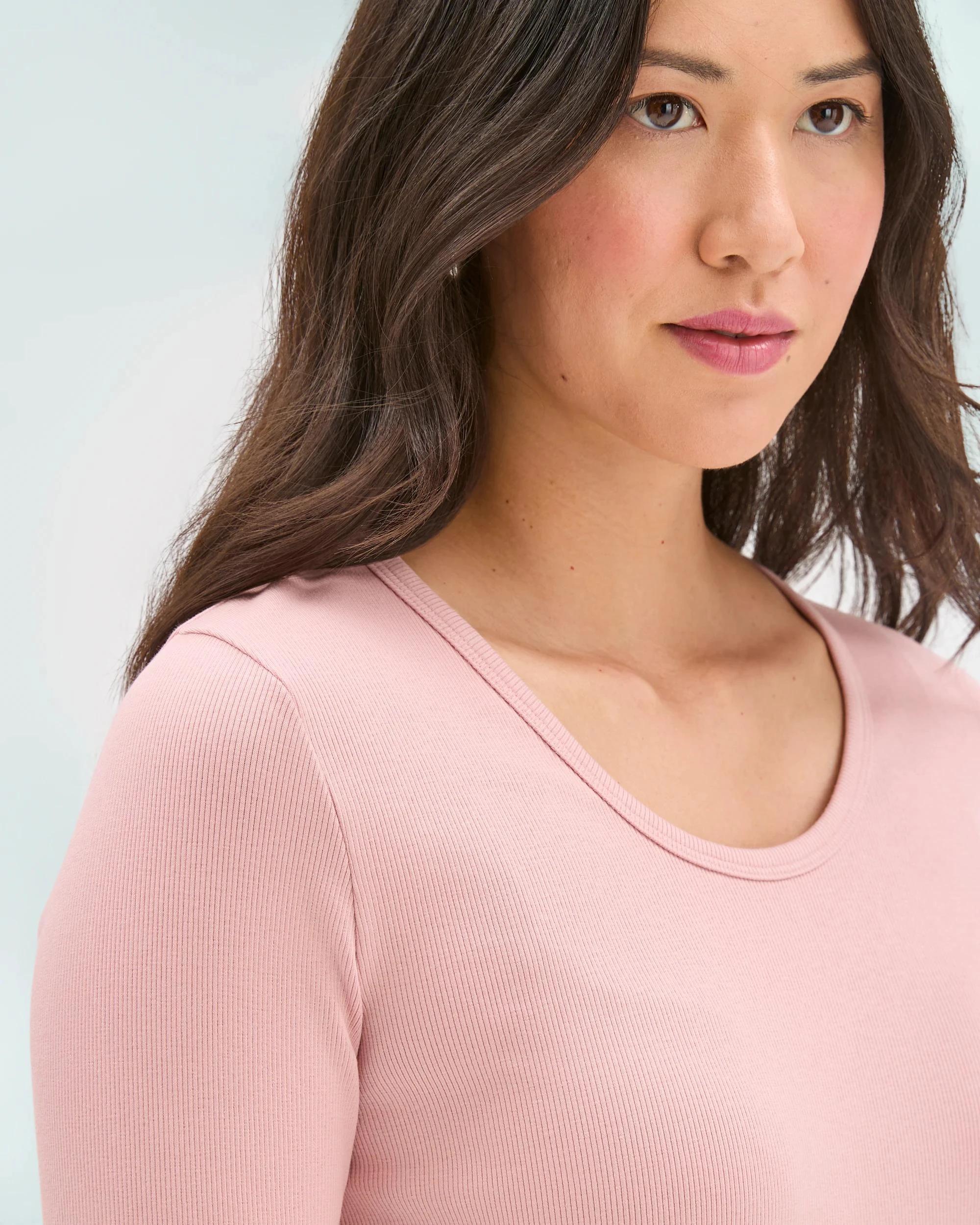 6 Target Woman Australian Cotton Long Sleeve Scoop Neck Rib T-Shirt SOFT BLUSH, 6 of 7