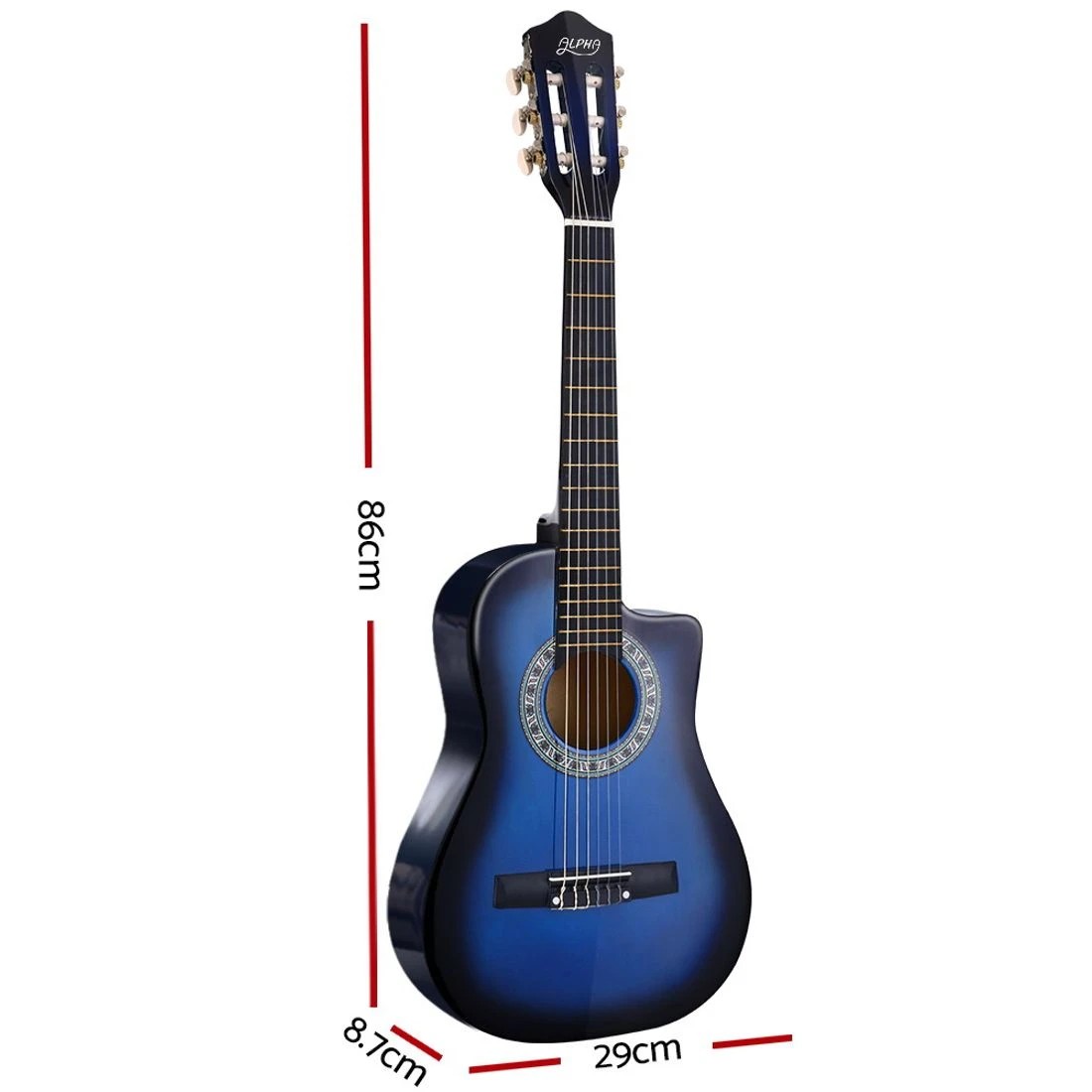 2 Alpha 34 Inch Classical Guitar Wooden Body Nylon String Beginner Kids Gift, 2 of 6