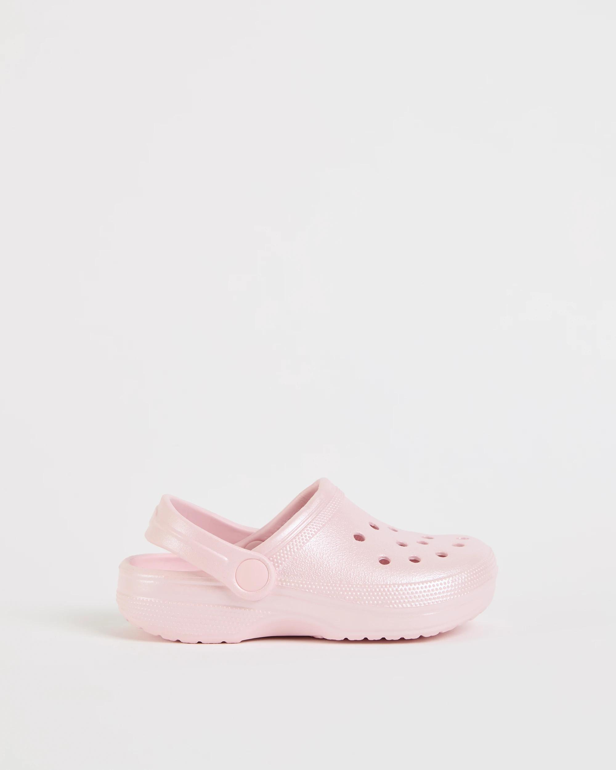 1 Target Kids Round Toe Clogs PEARL PINK FLOWER BUTTON, 1 of 3