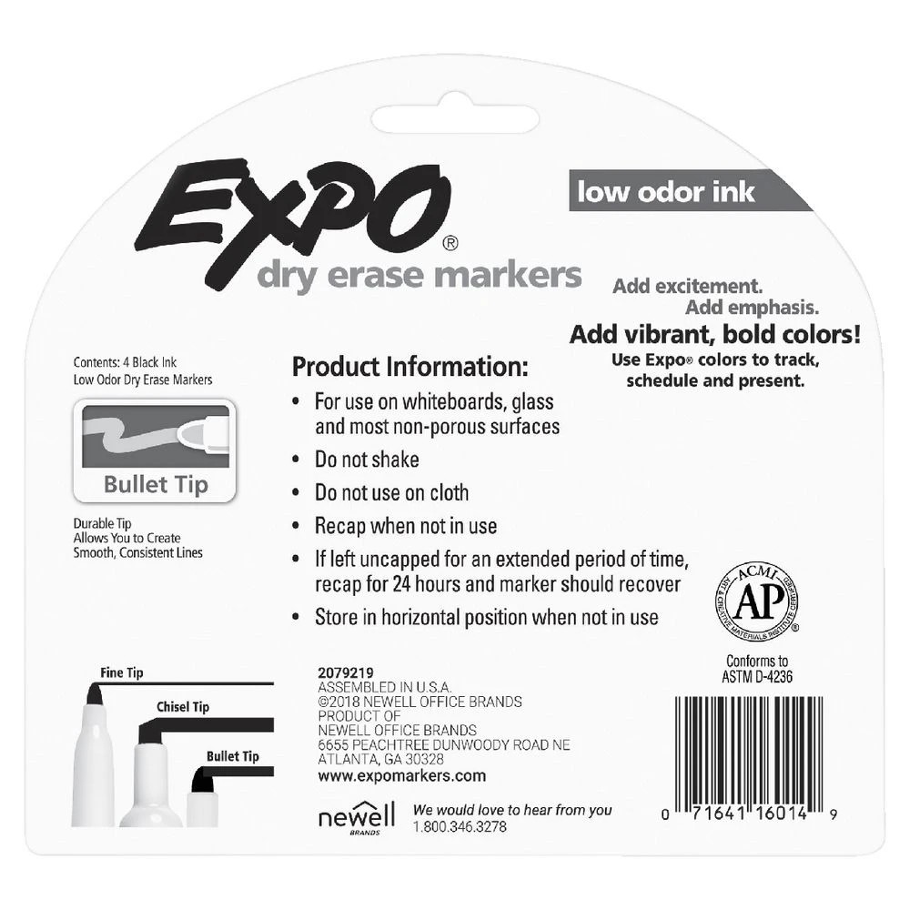 4 Expo Whiteboard Bullet Marker Black 4 Pack, 4 of 4