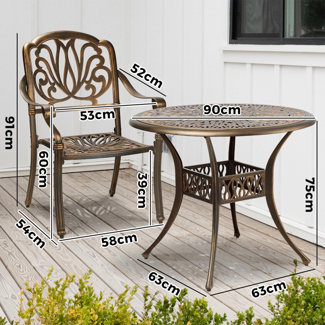 3 Livsip Outdoor Furniture 5 Piece Dining Set Chairs Table Bistro Set Patio Garden
 - Bronze, 3 of 10