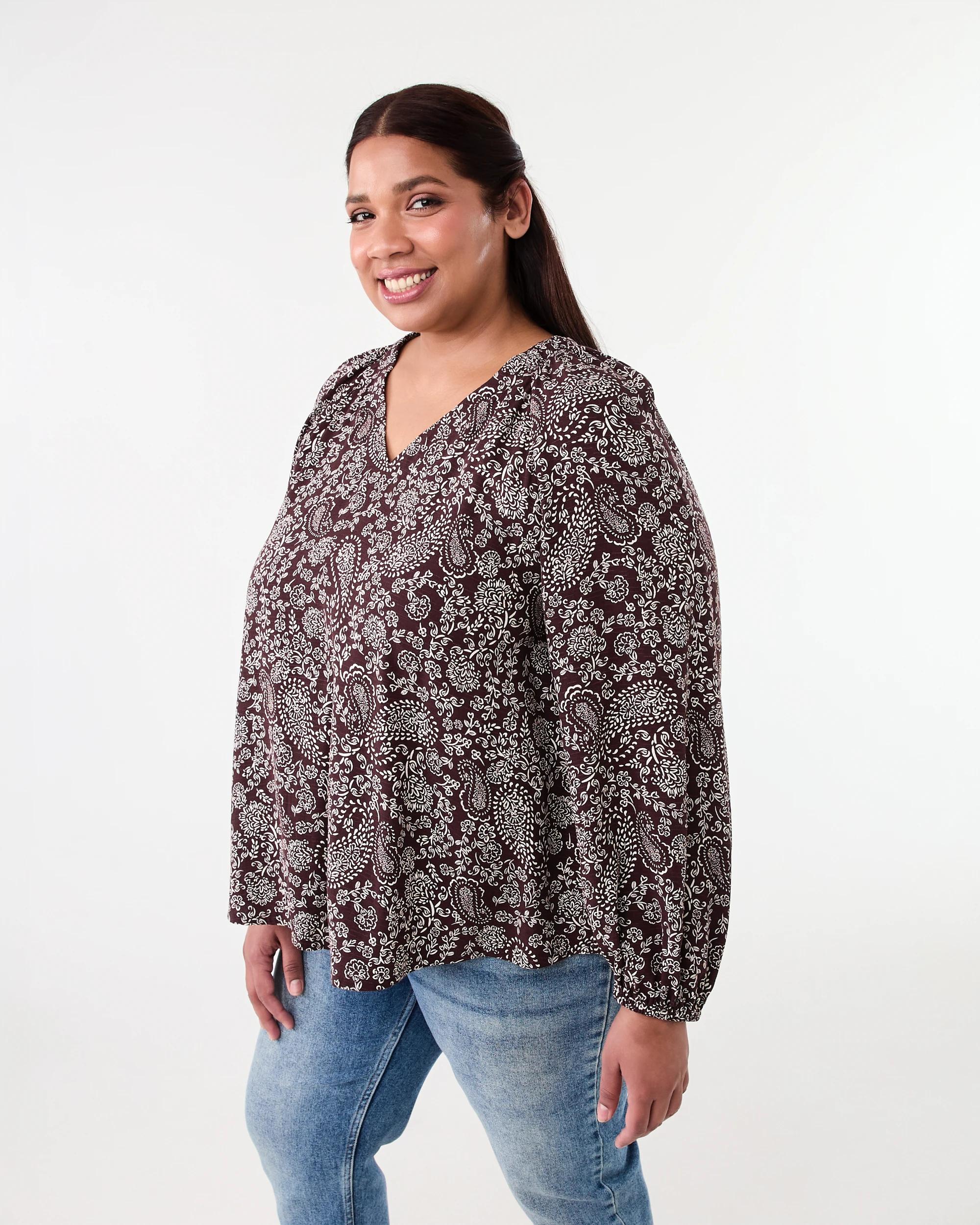 2 Curve Long Sleeve Gathered Blouse Soft Pais, 2 of 6