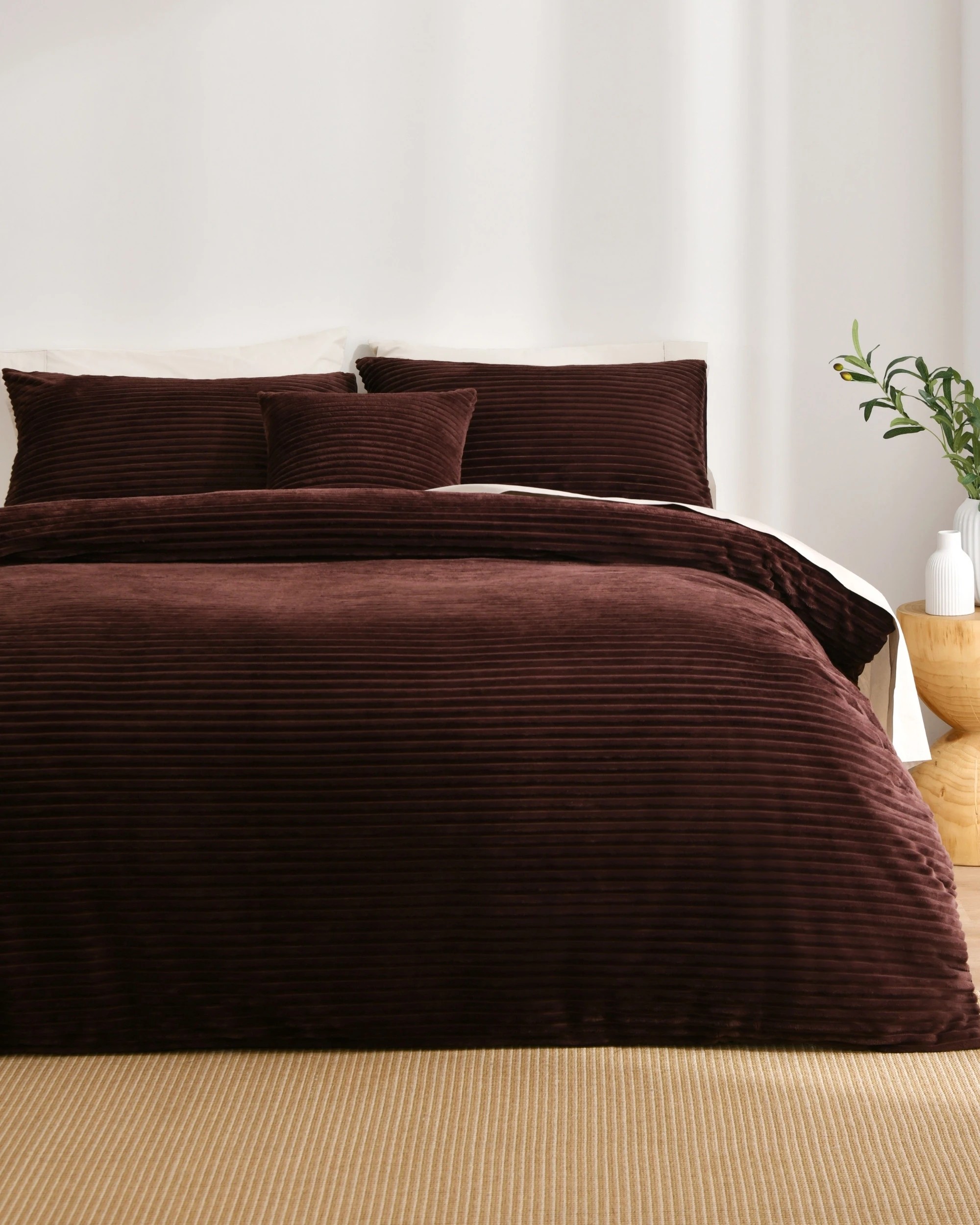 1 Dreamaker Embossed Fleece Quilt Cover Set - Single Bed - Chocolate, 1 of 6