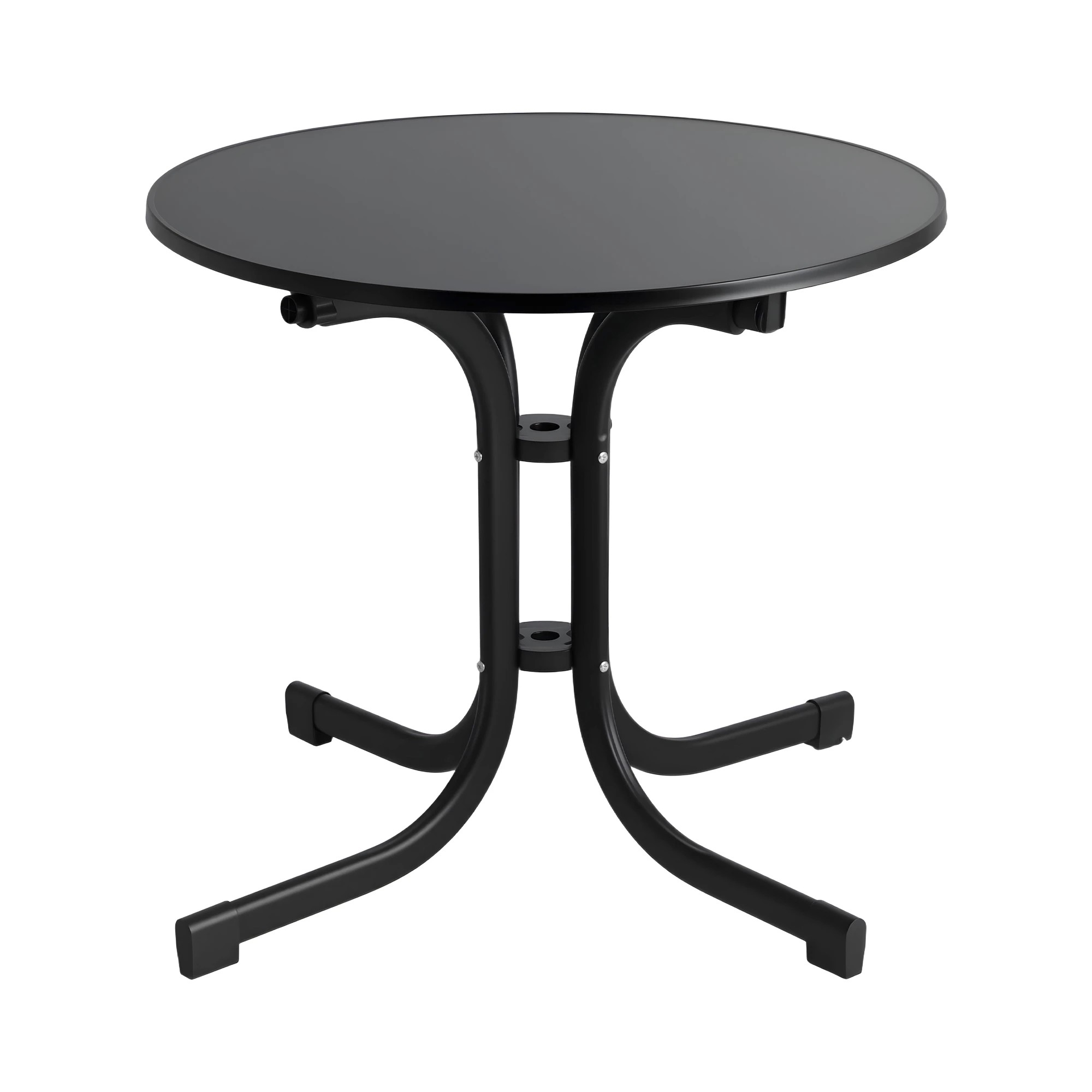 1 Gardeon Outdoor Side Table 80cm Folding Steel Round Bistro Desk Cafe Patio Furniture - Black, 1 of 8