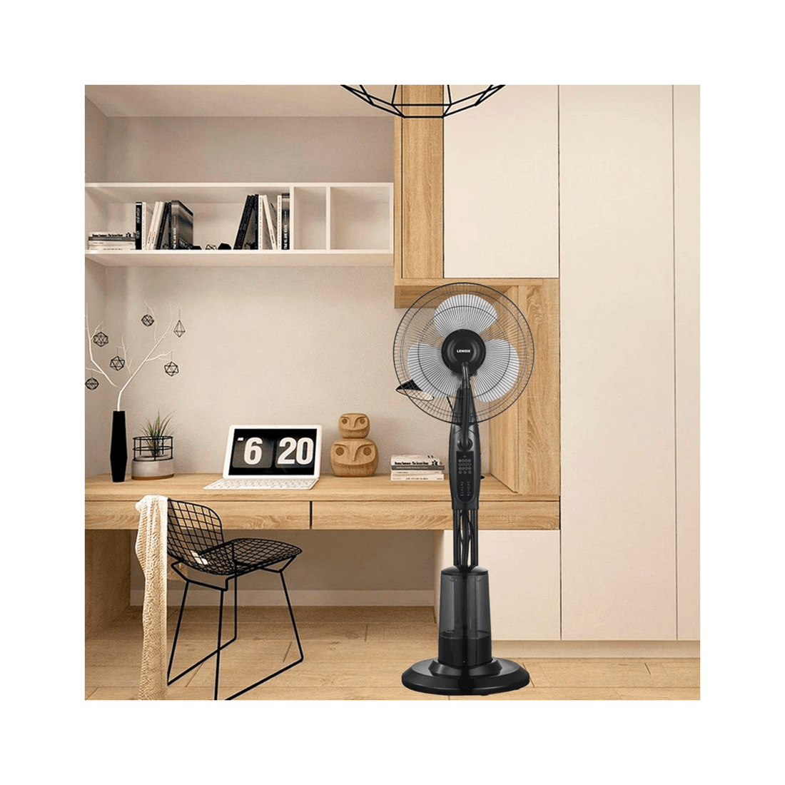 5 Lenoxx 40cm Home Standing Pedestal Air Cooling Fan W/misting Water Spray - Black, 5 of 5