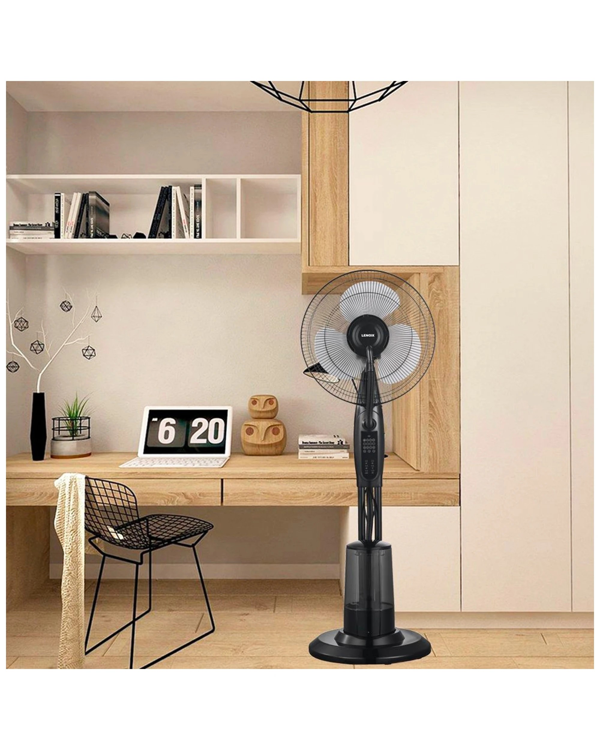 5 Lenoxx 40cm Home Standing Pedestal Air Cooling Fan W/misting Water Spray - Black, 5 of 5