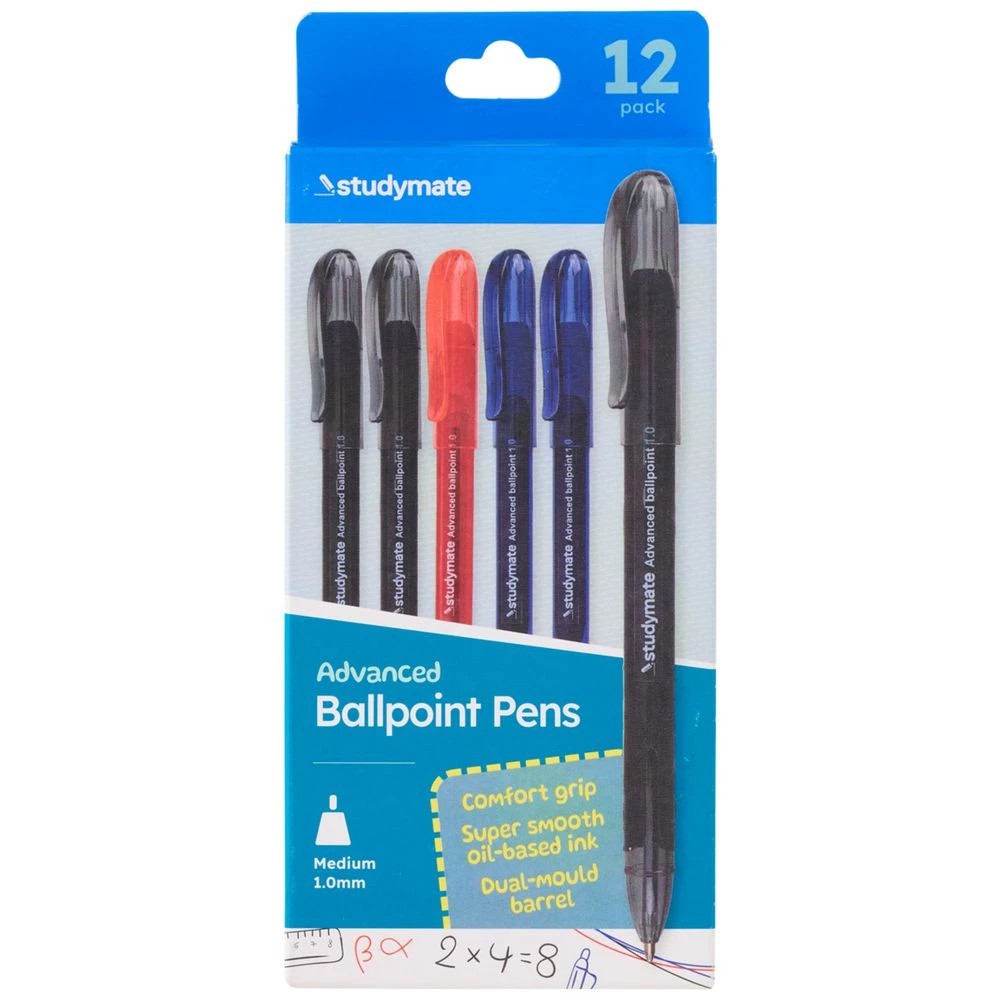 1 Studymate 1mm Semi-Gel Capped Ballpoint Pen Assorted 12 Pack, 1 of 7