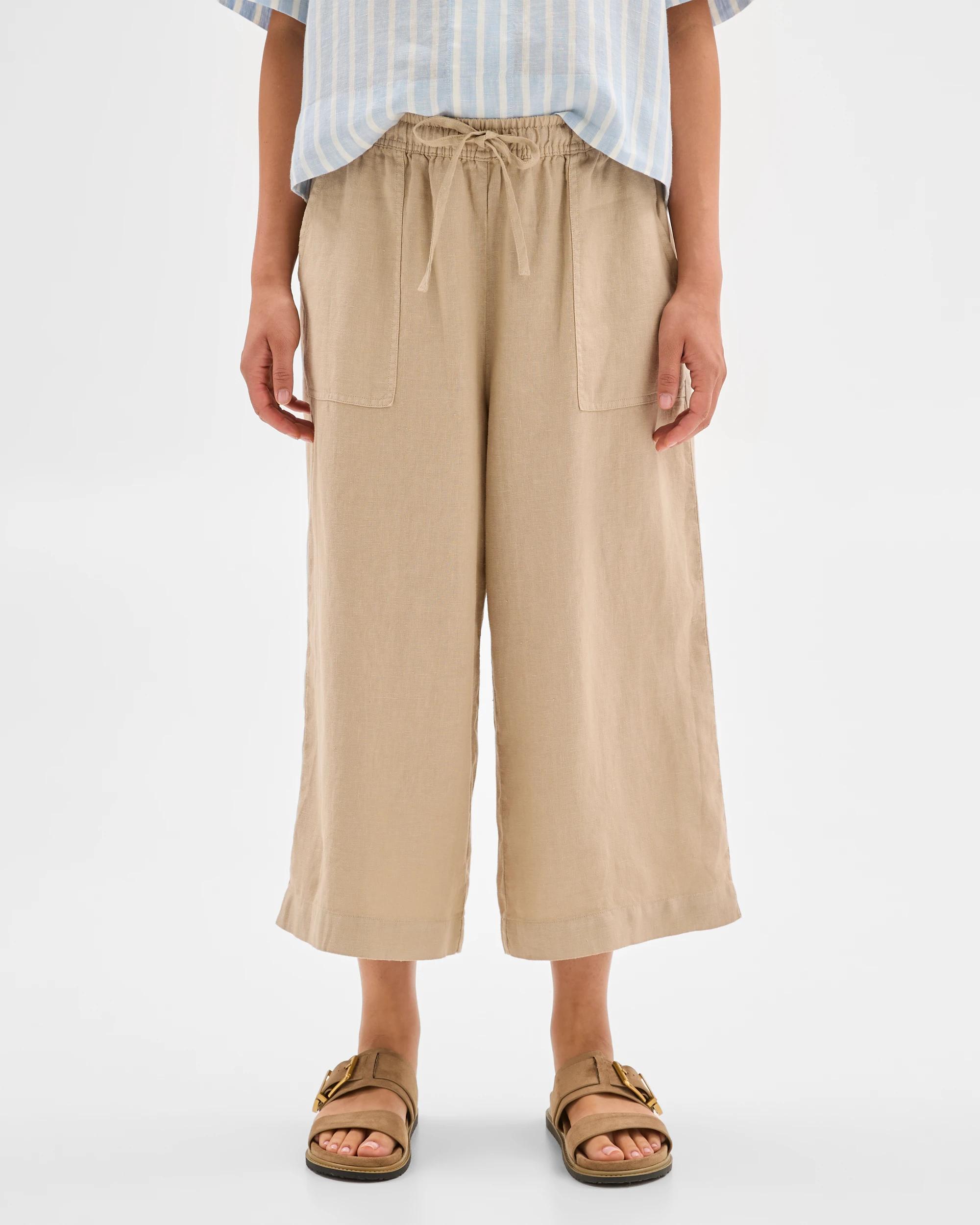 3 Target European Linen Cropped Pants STONE, 3 of 6