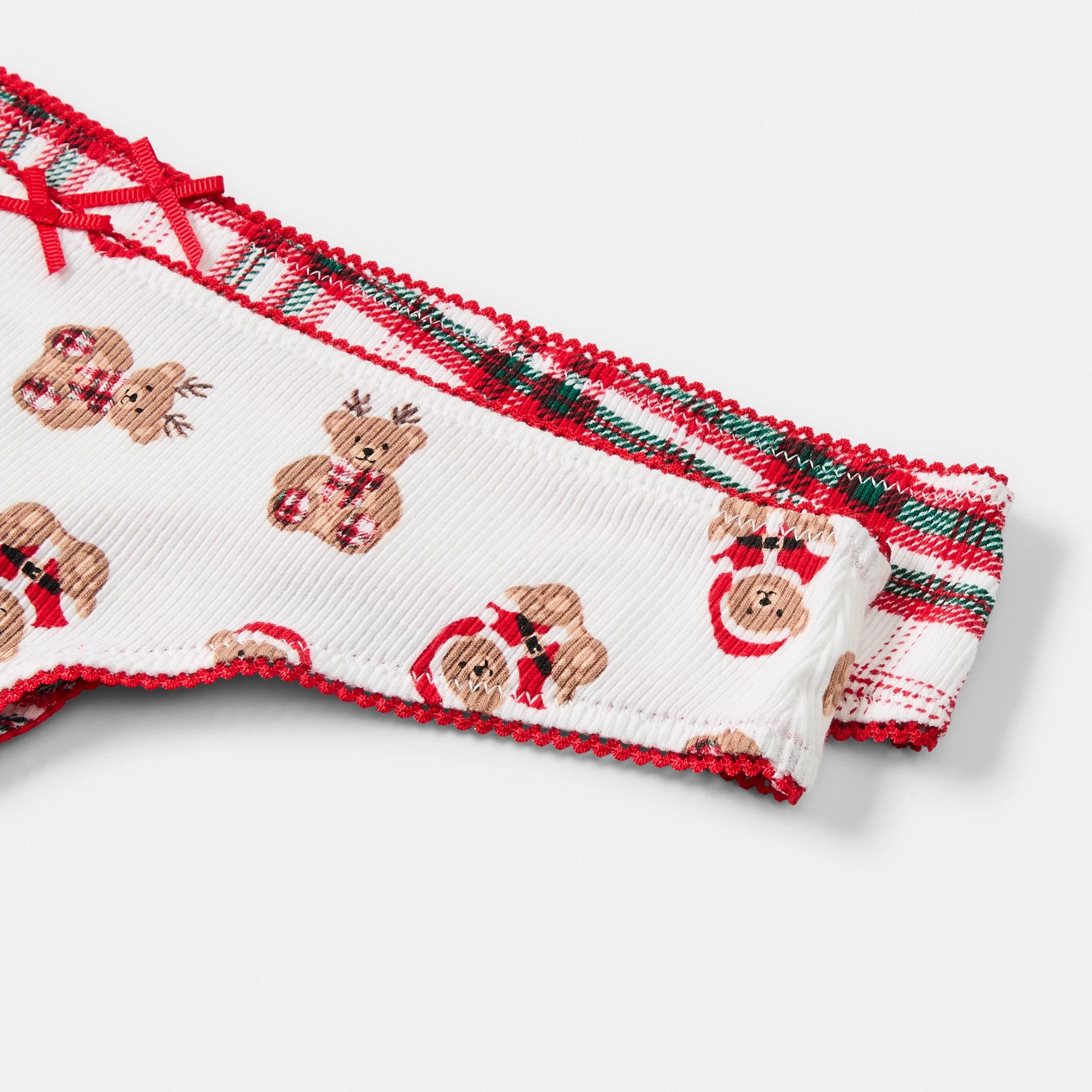 3 2 Pack Cotton Ribbed Christmas G-String Briefs Xmas Bear, 3 of 7