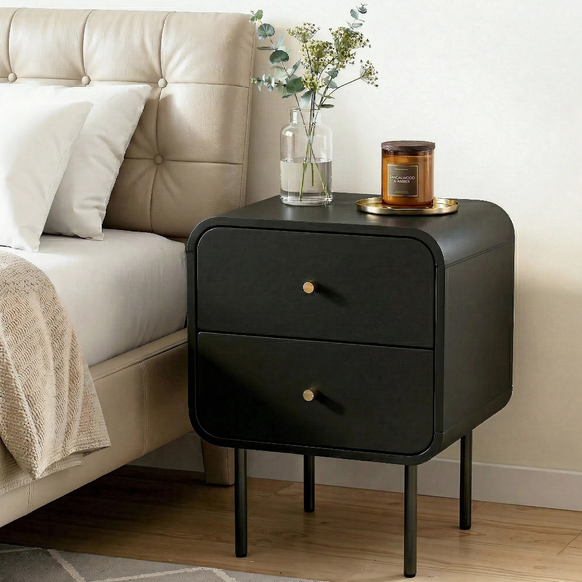 5 Artiss Bedside Table 2 Drawers Side End Table Nightstand - White, 5 of 5