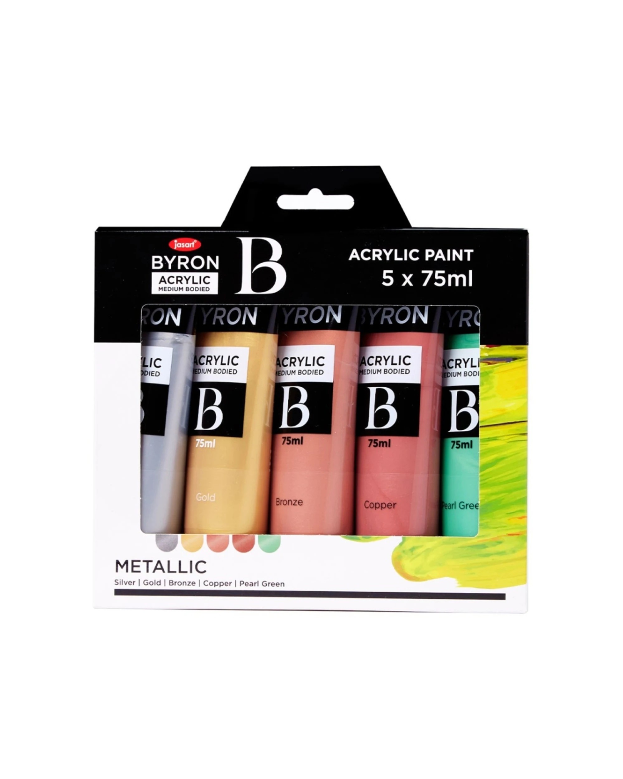3 Jasart 3x 5pc Byron Acrylic Paint Tube Set 75ml Metallic - Multi, 3 of 4