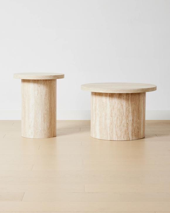 Travertine Look Set of 2 Coffee Tables