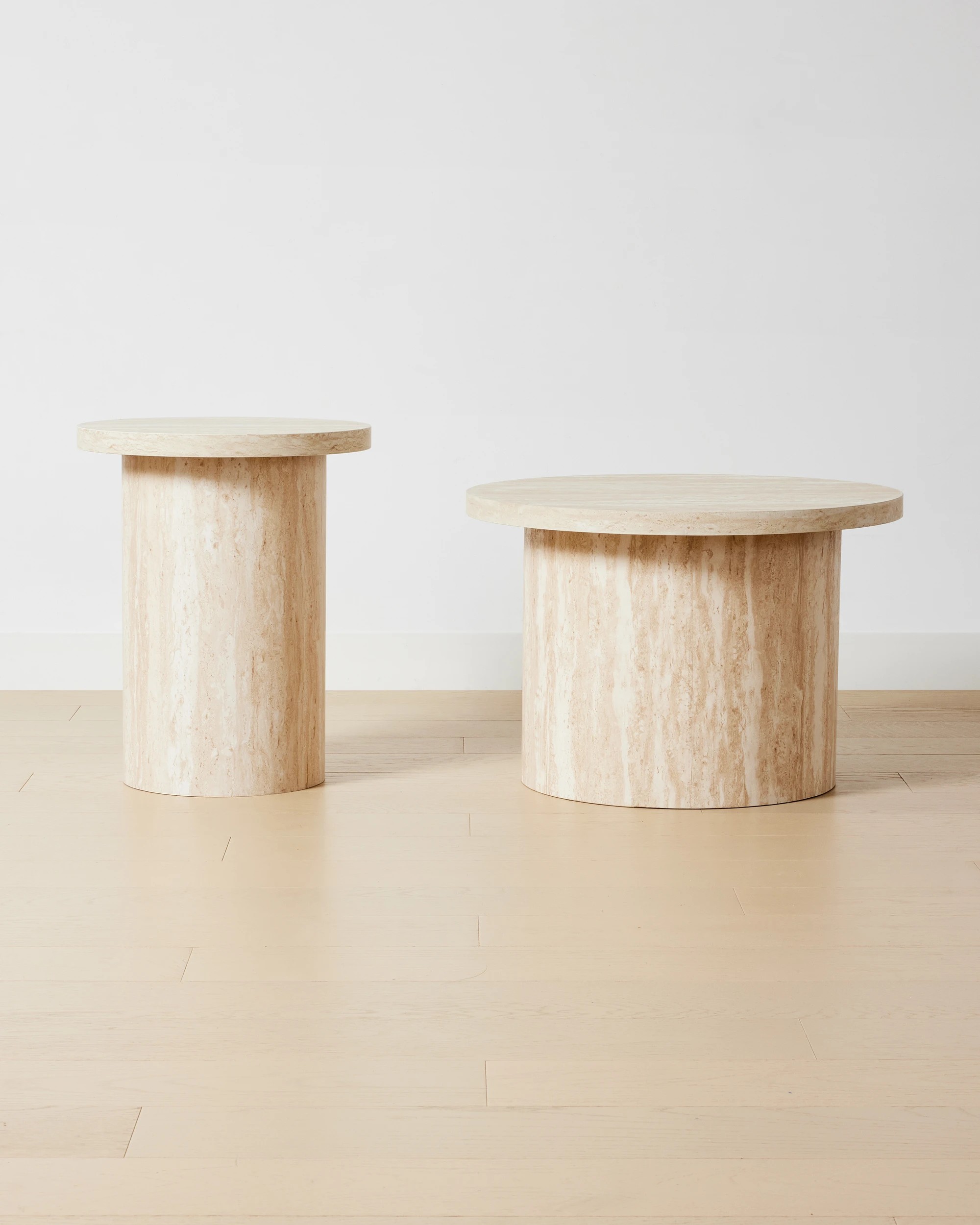 1 Travertine Look Set of 2 Coffee Tables, 1 of 5