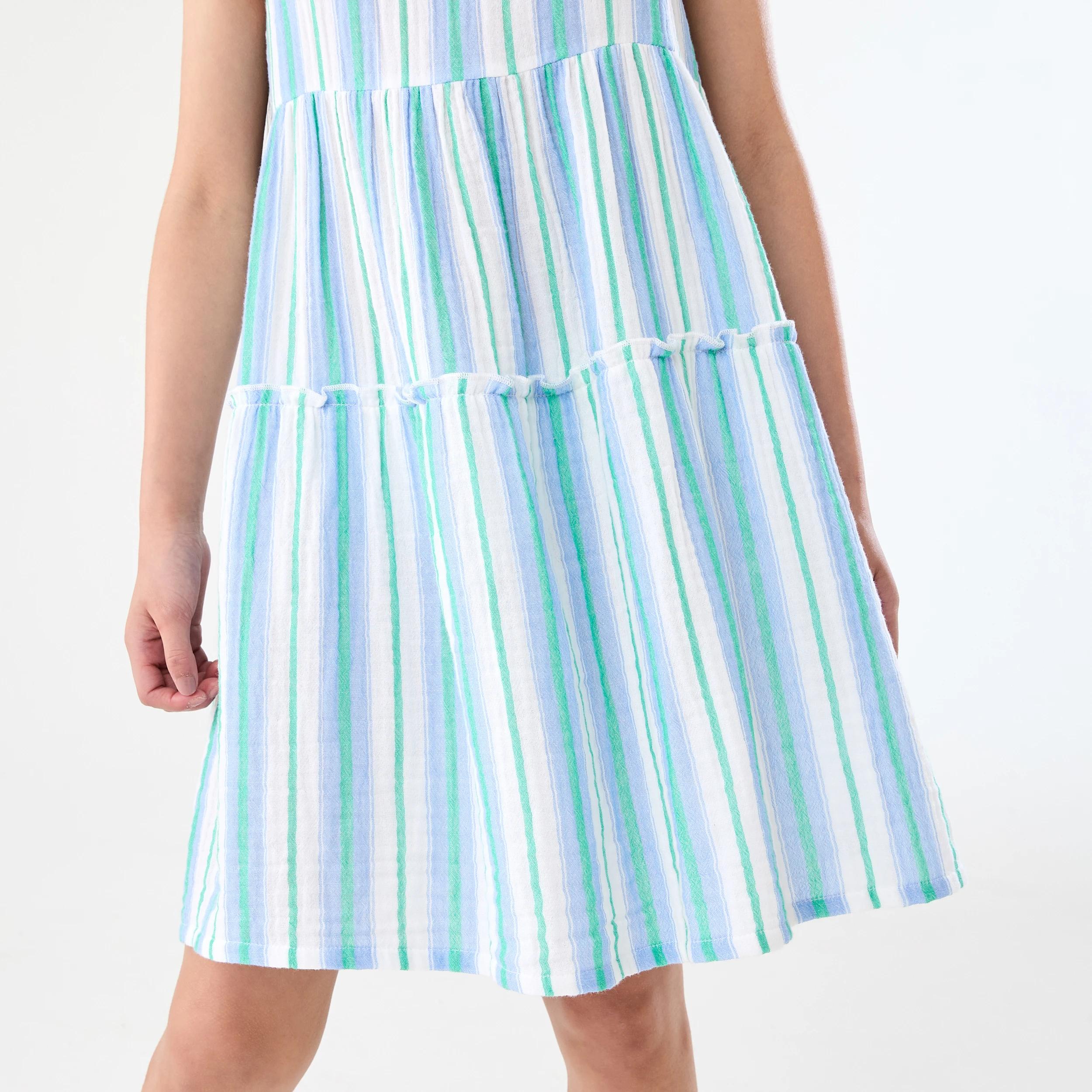 5 Strappy Tiered Dress Blu Stripe, 5 of 8