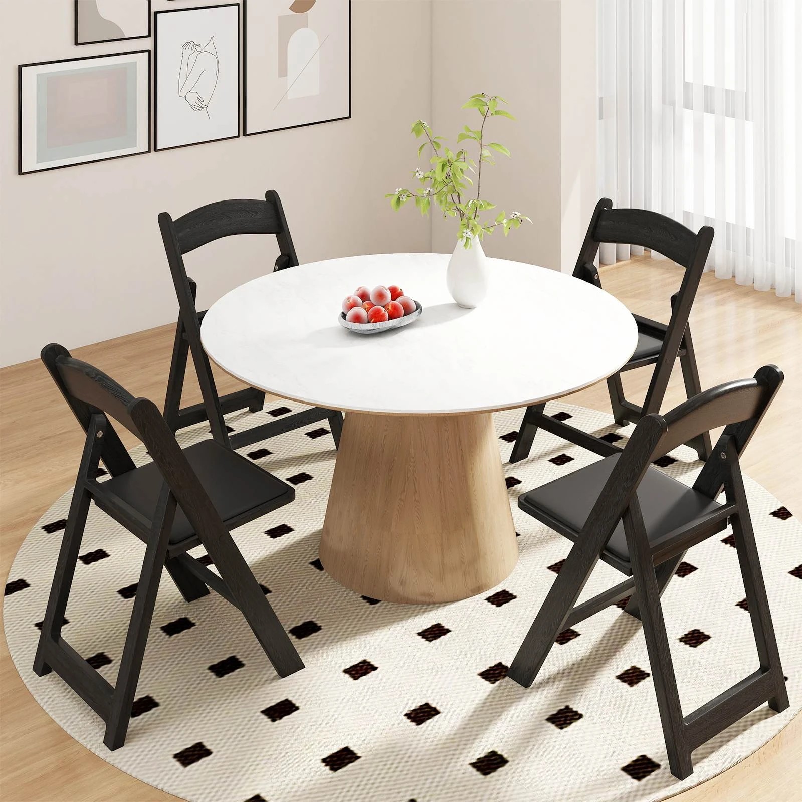 3 Costway 4x Weatherproof Folding Chair Resin Padded Dining Chairs Portable Outdoor Seats - Black, 3 of 3