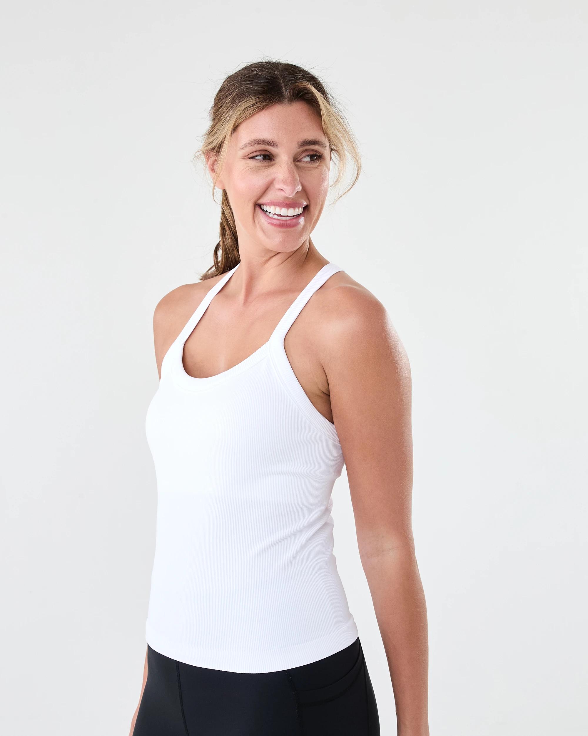 2 Active Womens Ribbed Tank Top White, 2 of 7