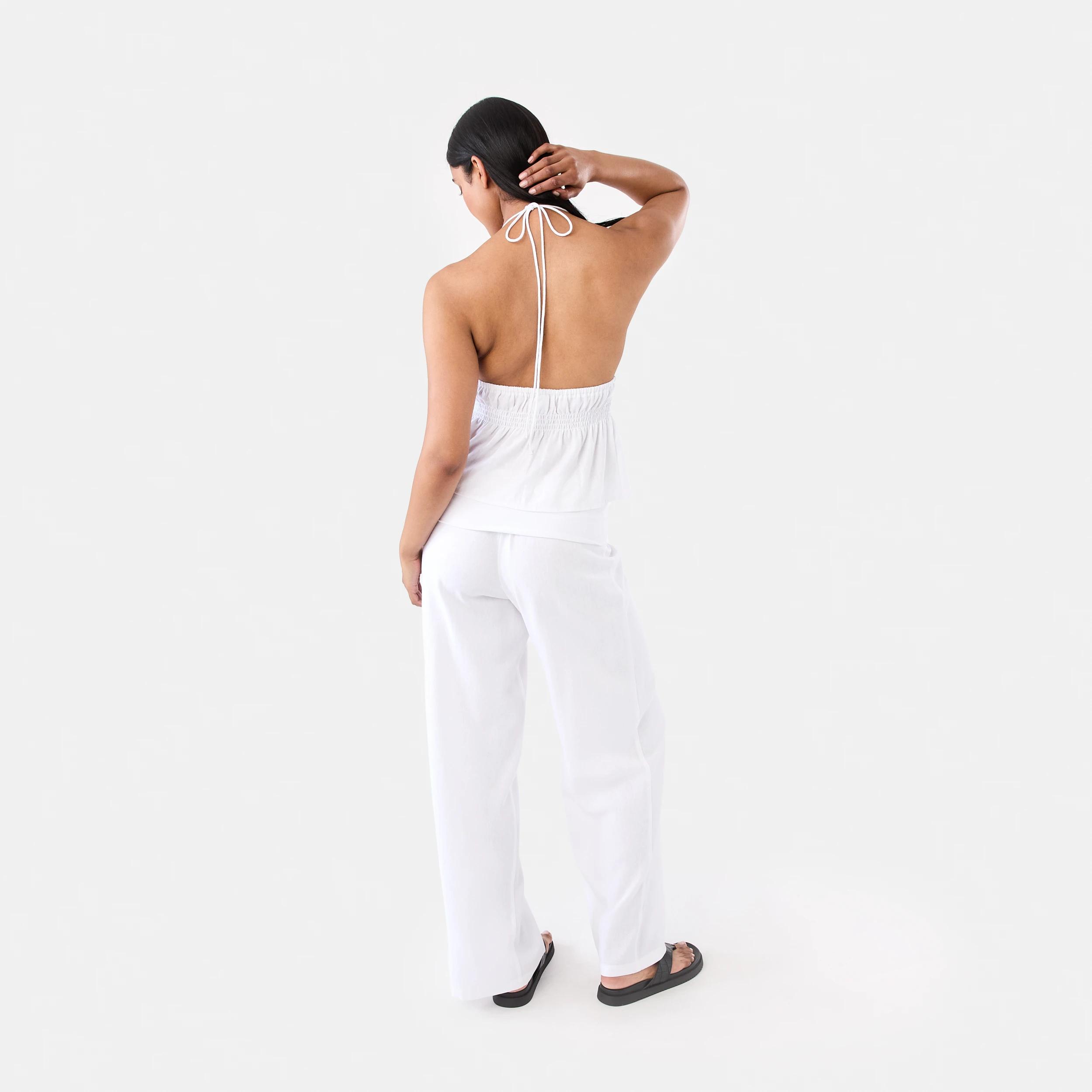 4 Linen Blend Fold Over Pants White, 4 of 5