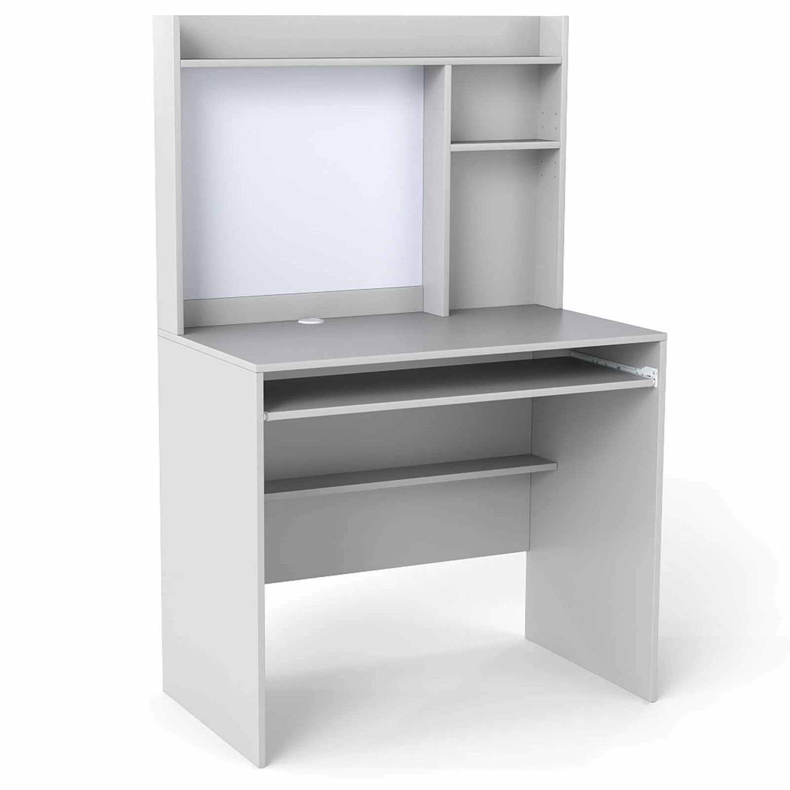 1 Costway Computer Desk w/Bulletin Board Study Table Workstation - Grey, 1 of 5