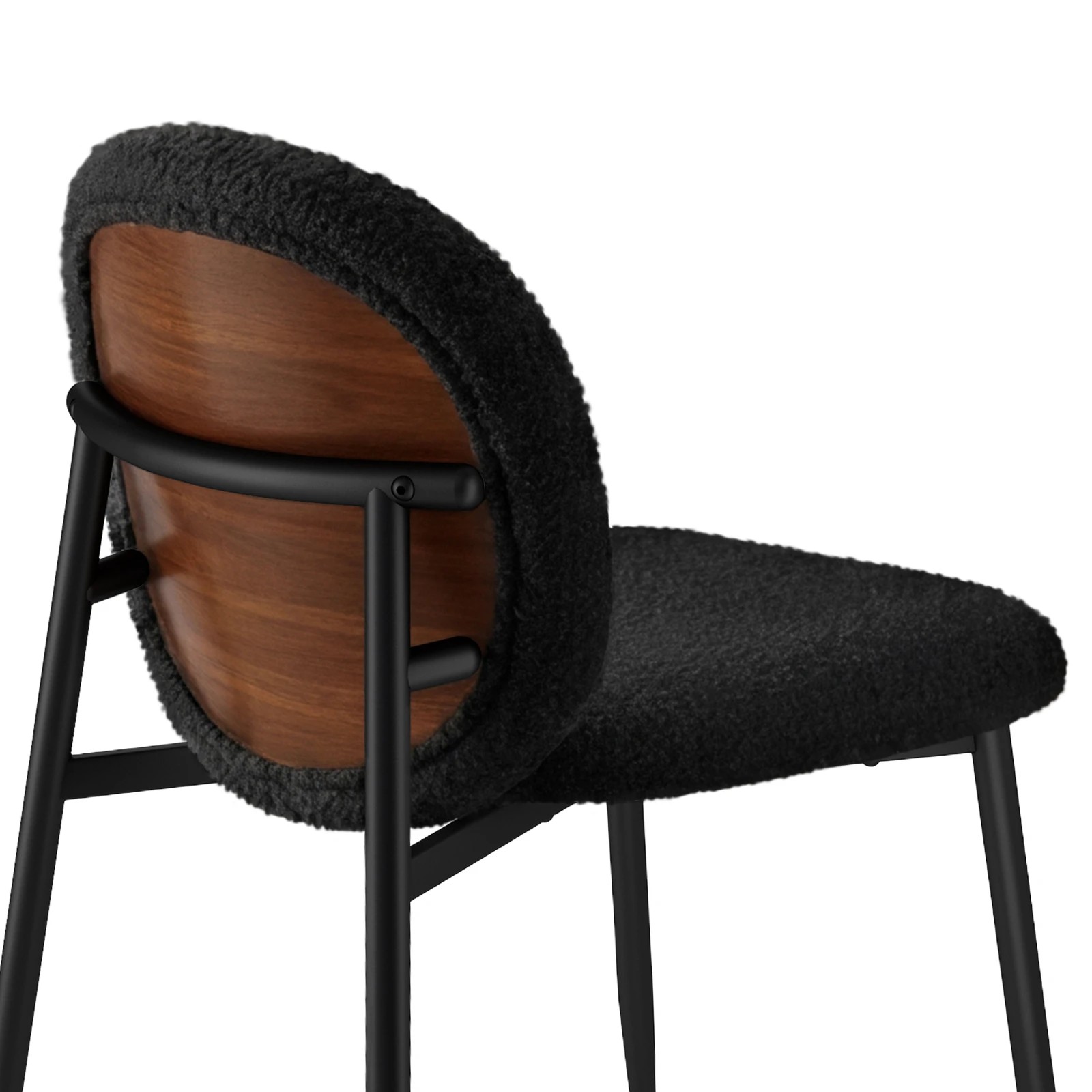 6 Alfordson 4x Dining Chairs Cafe Kitchen Lounge Curved Wooden Back Sherpa - Black, 6 of 10