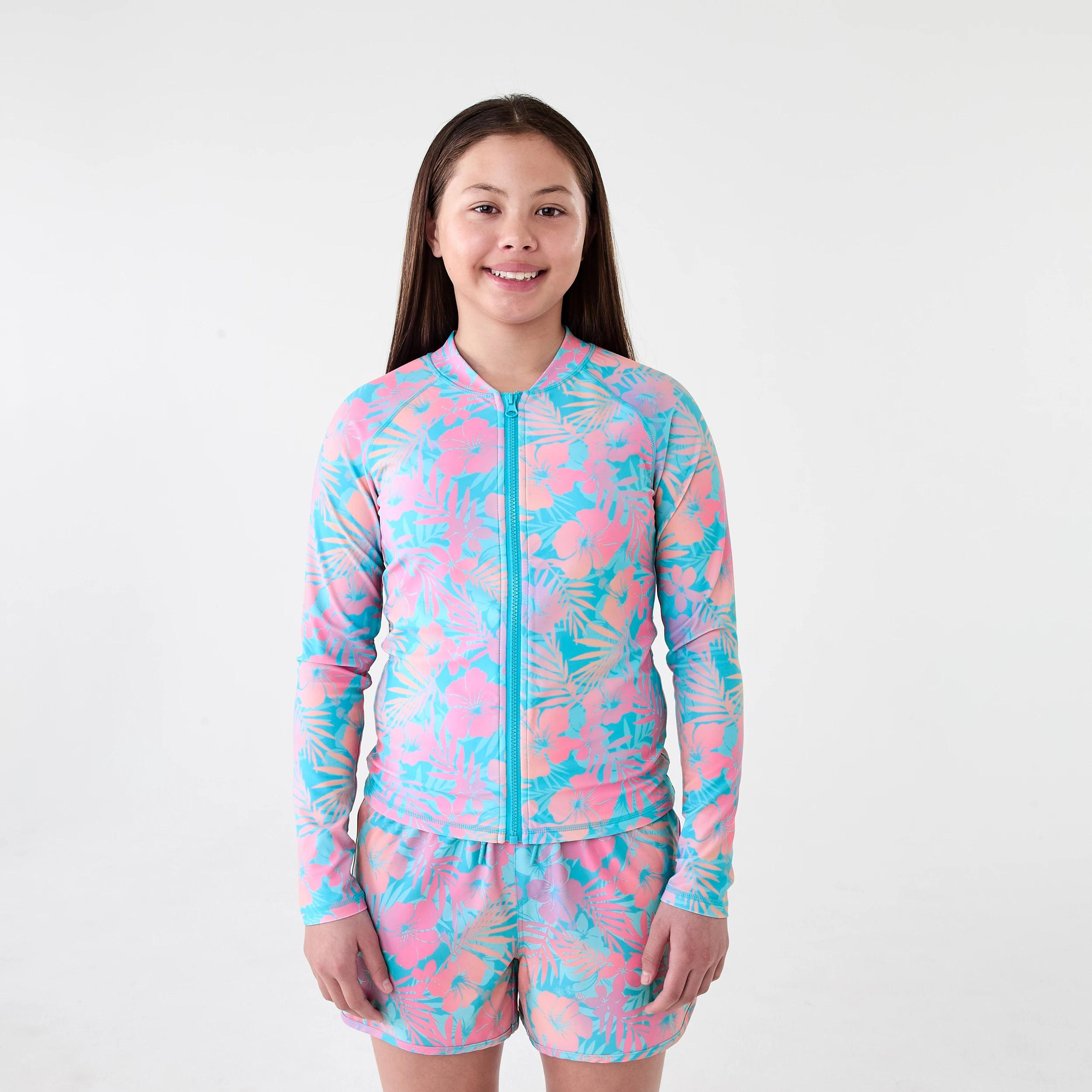 1 Long Sleeve Zip Through Rash Vest OMBRE TROPICAL LUSH MULTI, 1 of 9
