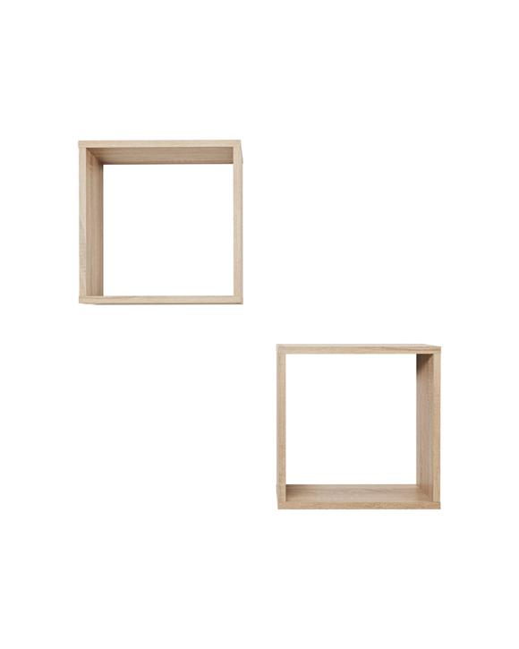 European Cabinetry 2pc Bergen Cube Display Shelf Set Swiss Krono Boards Oak - Natural
