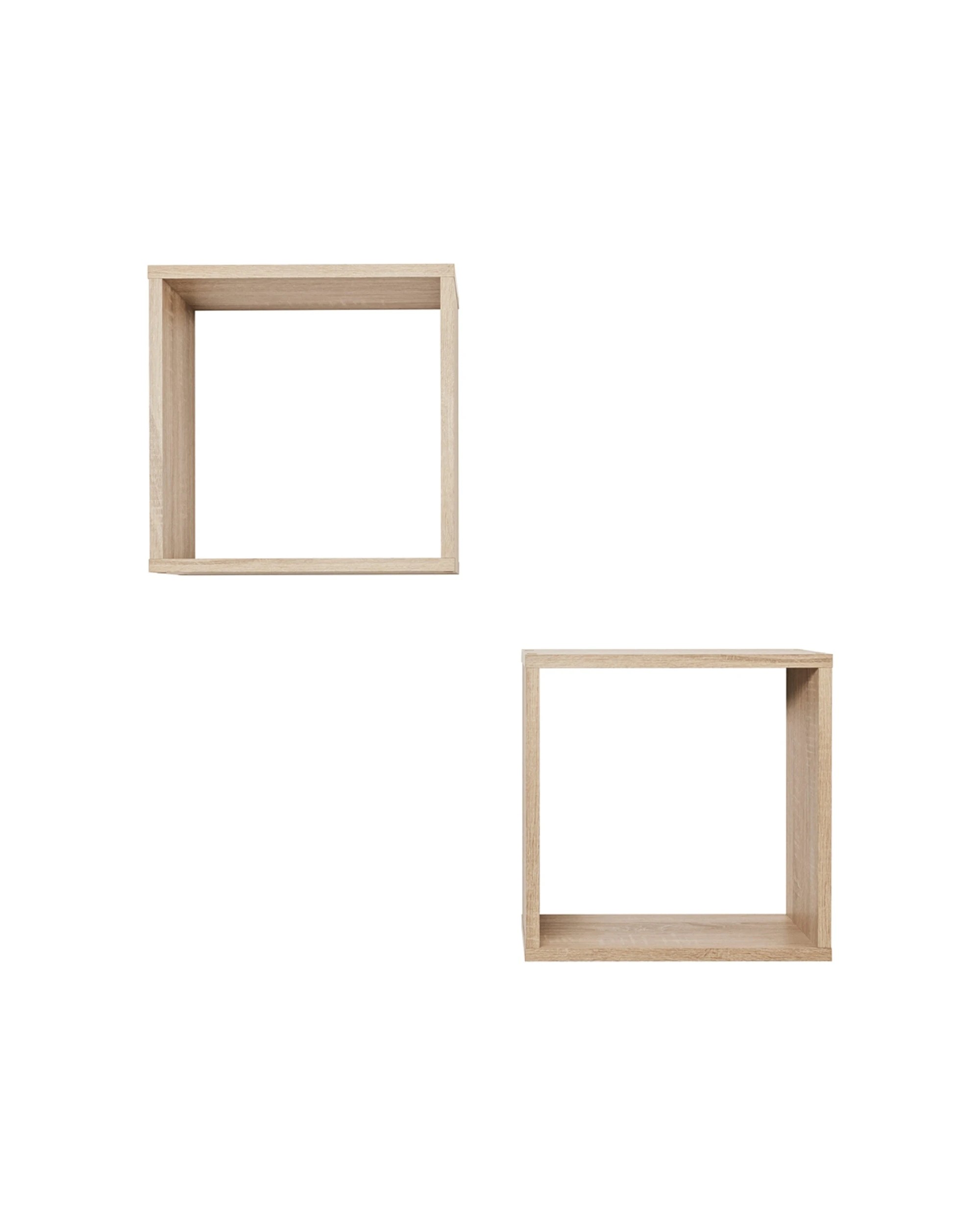 1 European Cabinetry 2pc Bergen Cube Display Shelf Set Swiss Krono Boards Oak - Natural, 1 of 3