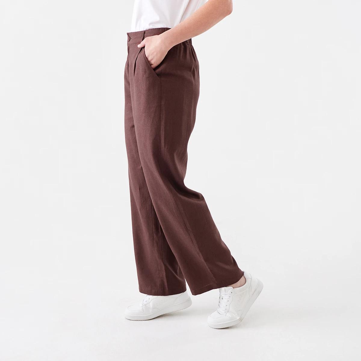 2 Smart Linen Blend Pants Bnt Mroon, 2 of 5