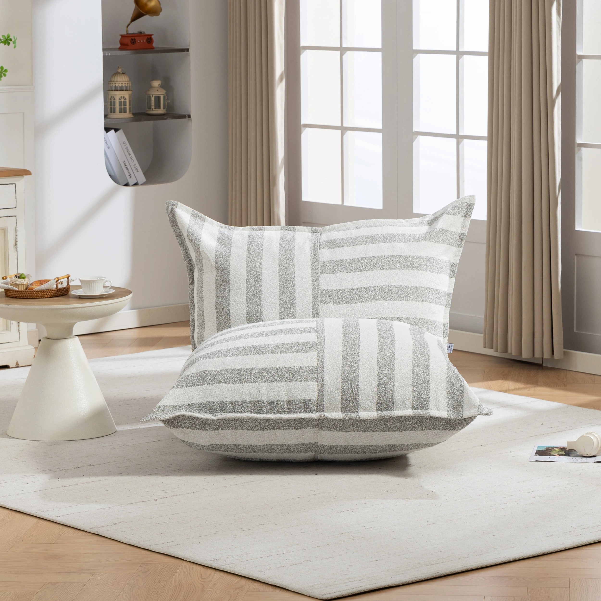 9 IHOMDEC L-Shape Outdoor Boucle Compression Sofa Grey&White - Multi, 9 of 9